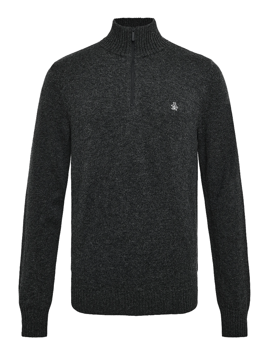 Original Penguin - 7GG LAMBSWOOL 1/4 ZI - pullover mit halbem reißverschluss - dk charcoal heather - 1
