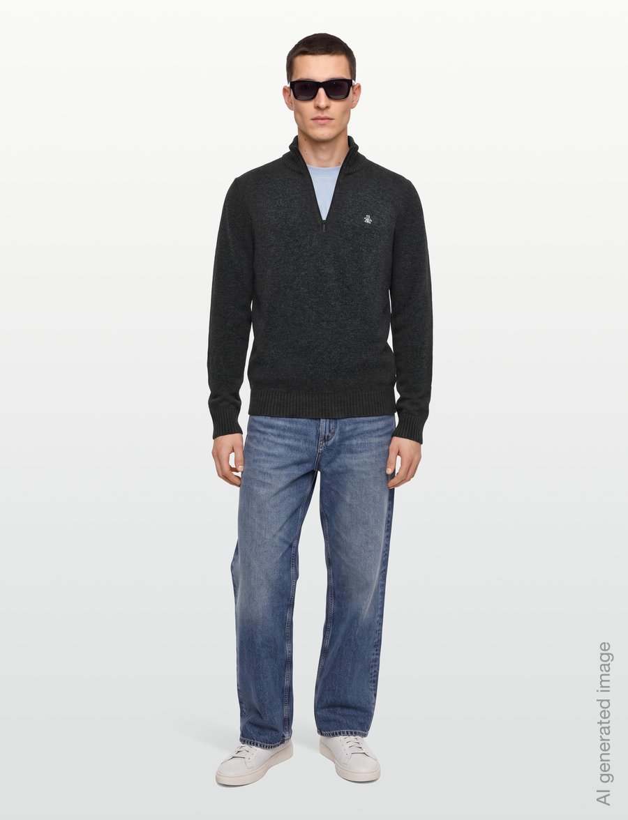 Original Penguin - 7GG LAMBSWOOL 1/4 ZI - pullover mit halbem reißverschluss - dk charcoal heather - 0