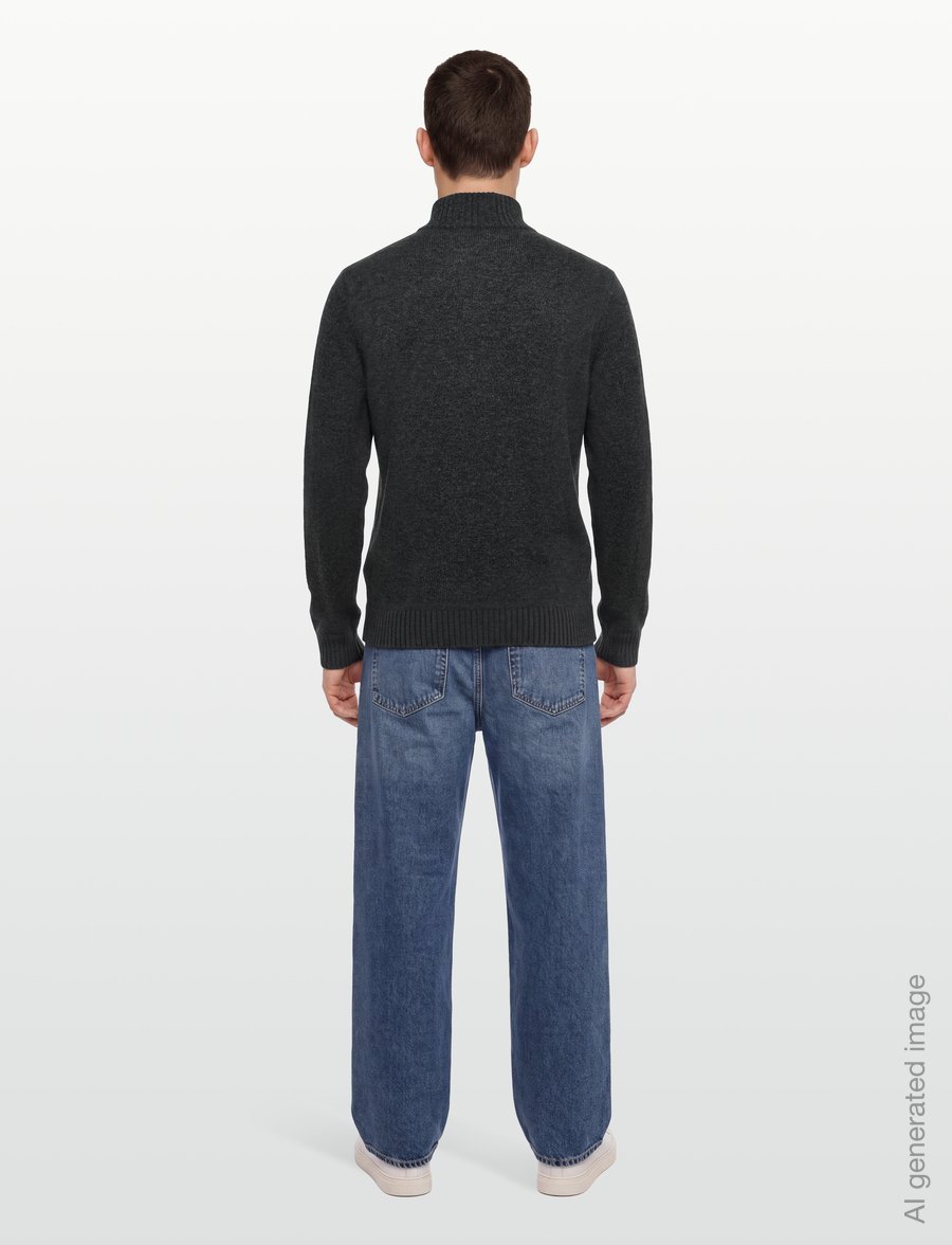 Original Penguin - 7GG LAMBSWOOL 1/4 ZI - pullover mit halbem reißverschluss - dk charcoal heather - 4