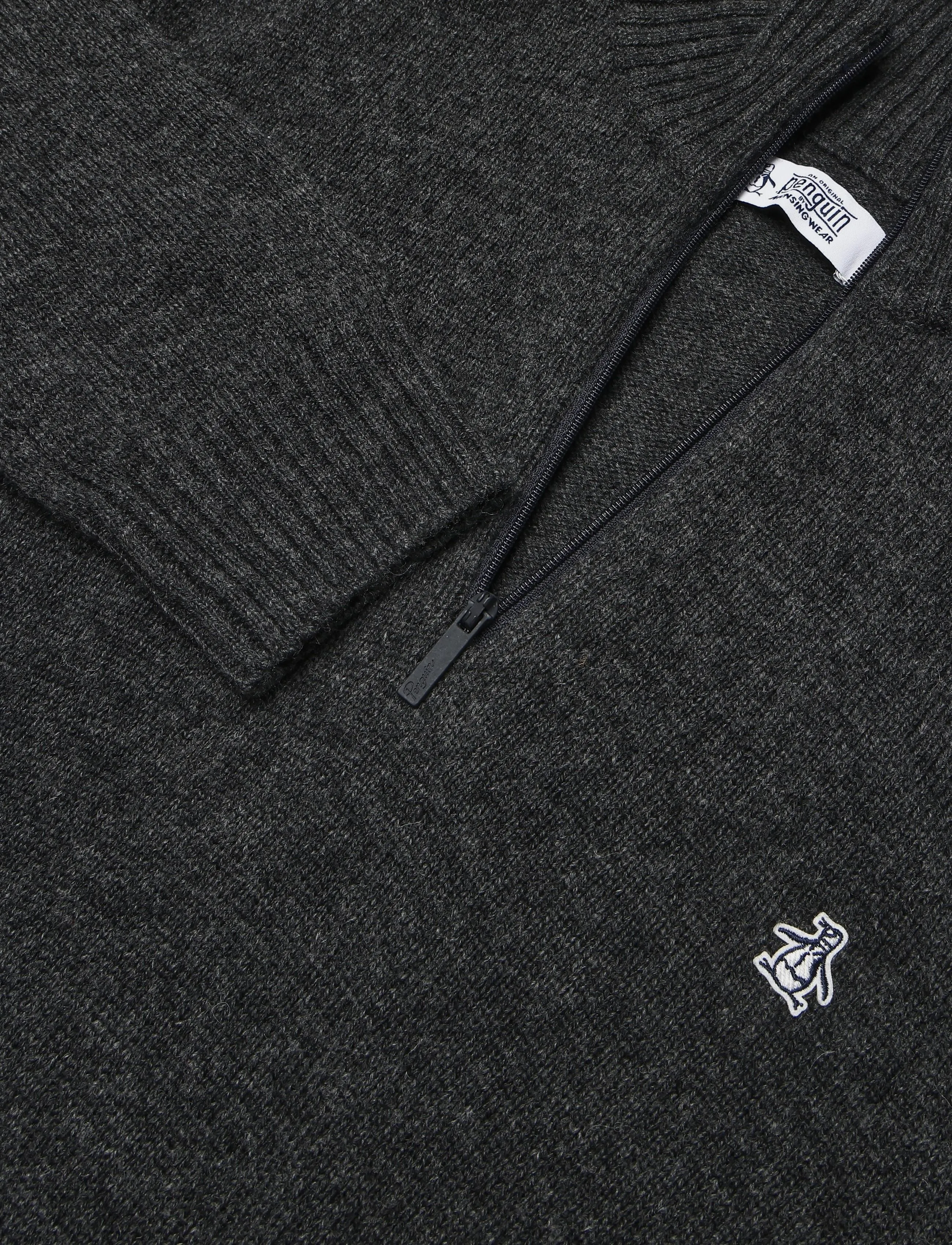 Original Penguin - 7GG LAMBSWOOL 1/4 ZI - pullover mit halbem reißverschluss - dk charcoal heather - 5
