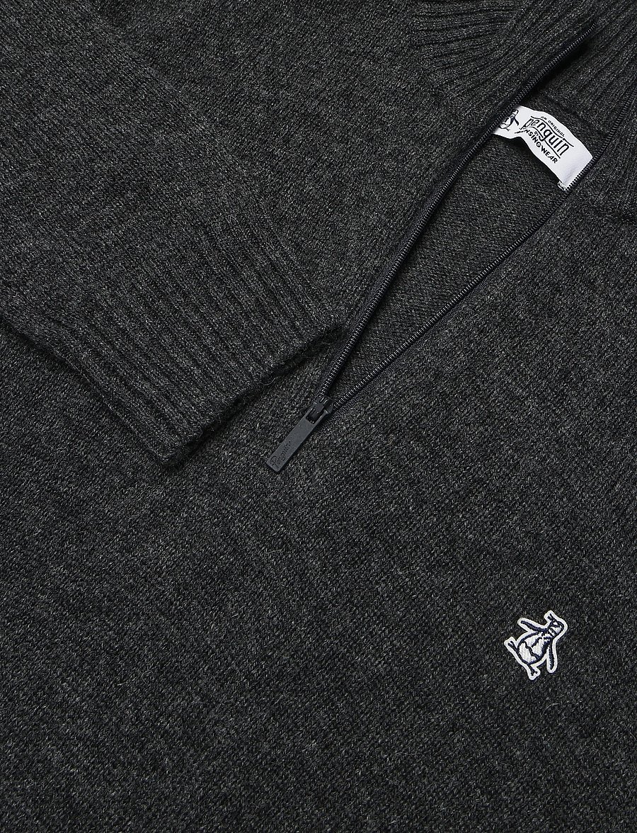Original Penguin - 7GG LAMBSWOOL 1/4 ZI - pullover mit halbem reißverschluss - dk charcoal heather - 5