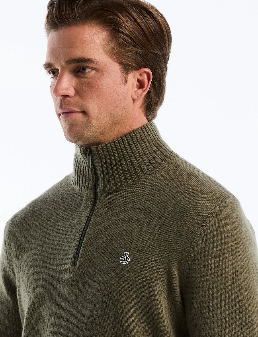 Original Penguin - 7GG LAMBSWOOL 1/4 ZI - halfzip strik - dusty olive - 2