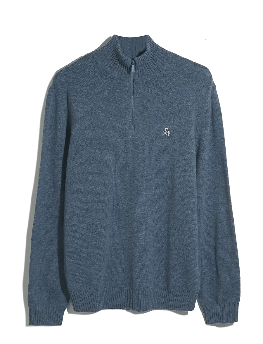 Original Penguin - 7GG LAMBSWOOL 1/4 ZI - halfzip strik - sargasso sea - 1