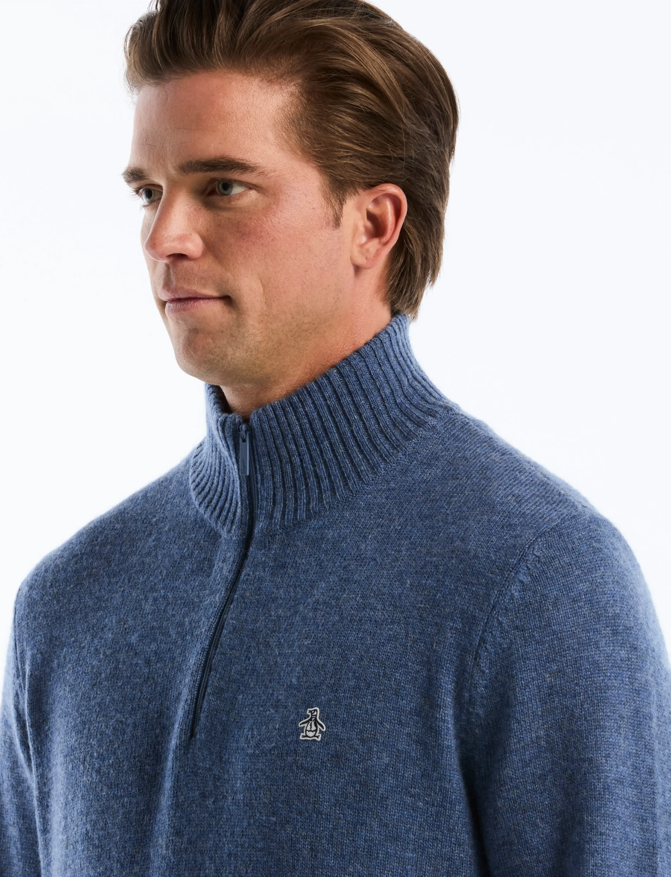 Original Penguin - 7GG LAMBSWOOL 1/4 ZI - halfzip strik - sargasso sea - 2