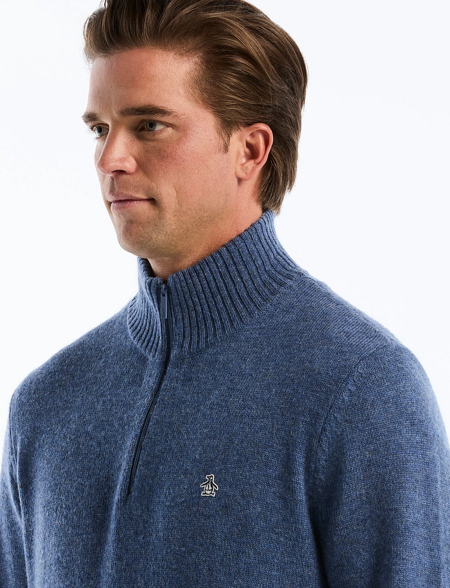 Original Penguin - 7GG LAMBSWOOL 1/4 ZI - halfzip strik - sargasso sea - 2
