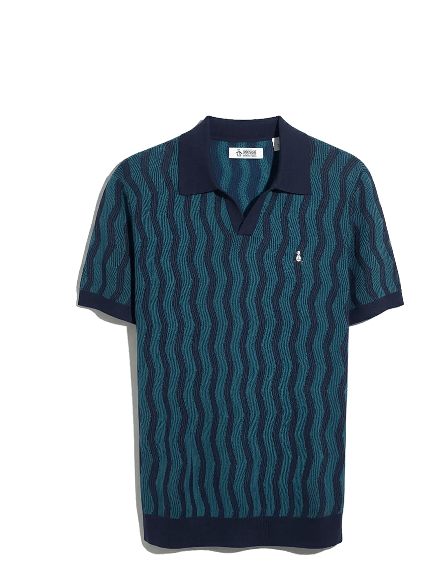 Original Penguin - 12GG CTN/ACRLC WAVY - kootud polosärgid - dark sapphire - 1