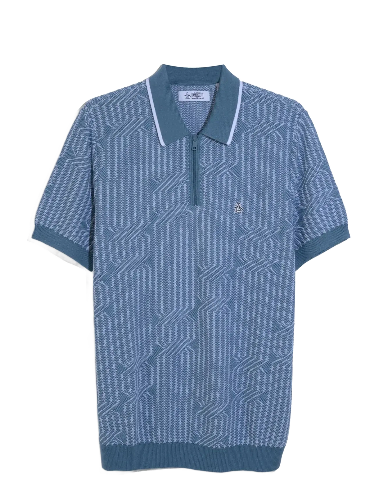 Original Penguin - 9GG CTTN GEO CABLE 1 - stickade pikéer - bright white - 1