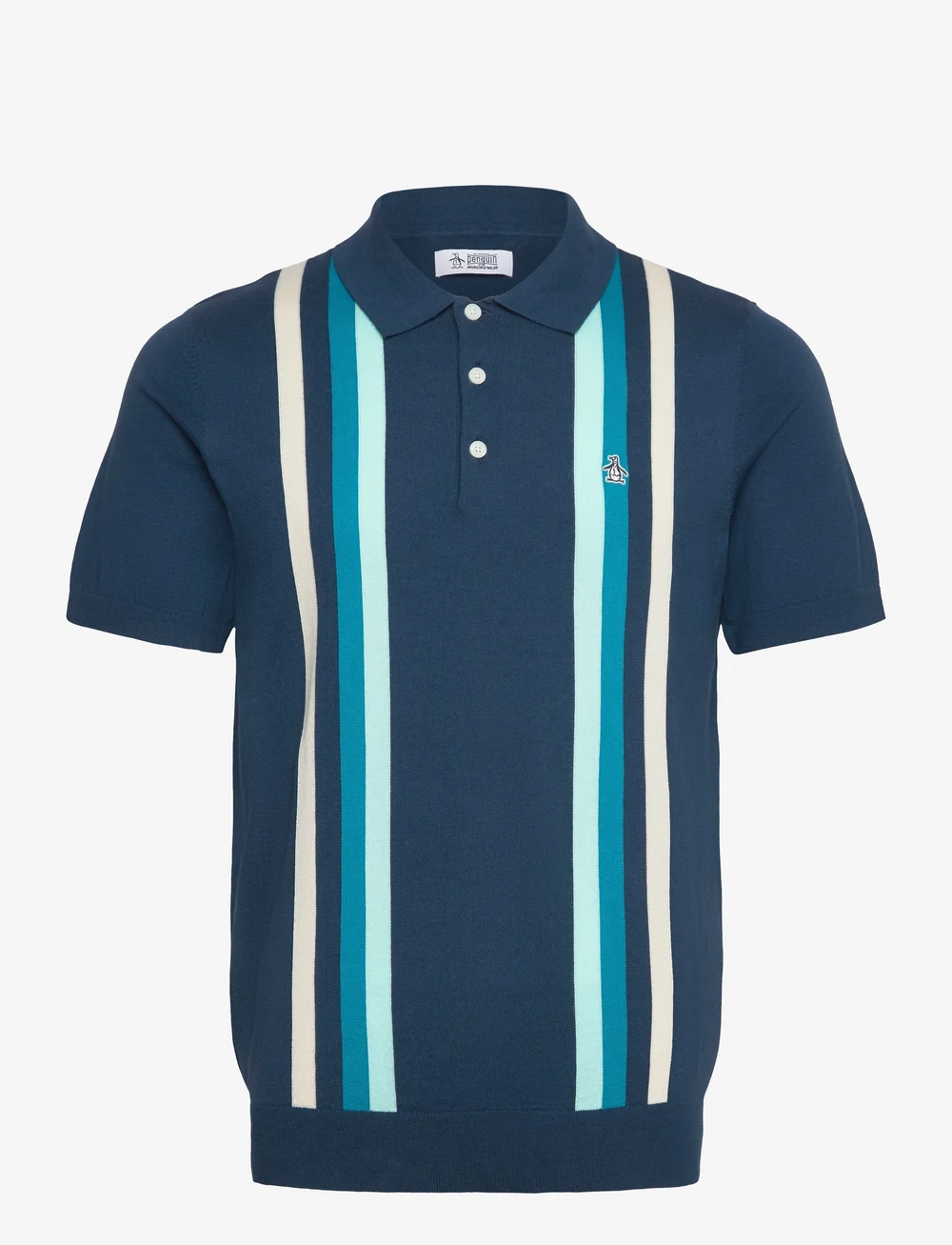 Original Penguin - CTTN VERTICAL STRIPE - kortærmede poloer - blue wing teal - 0