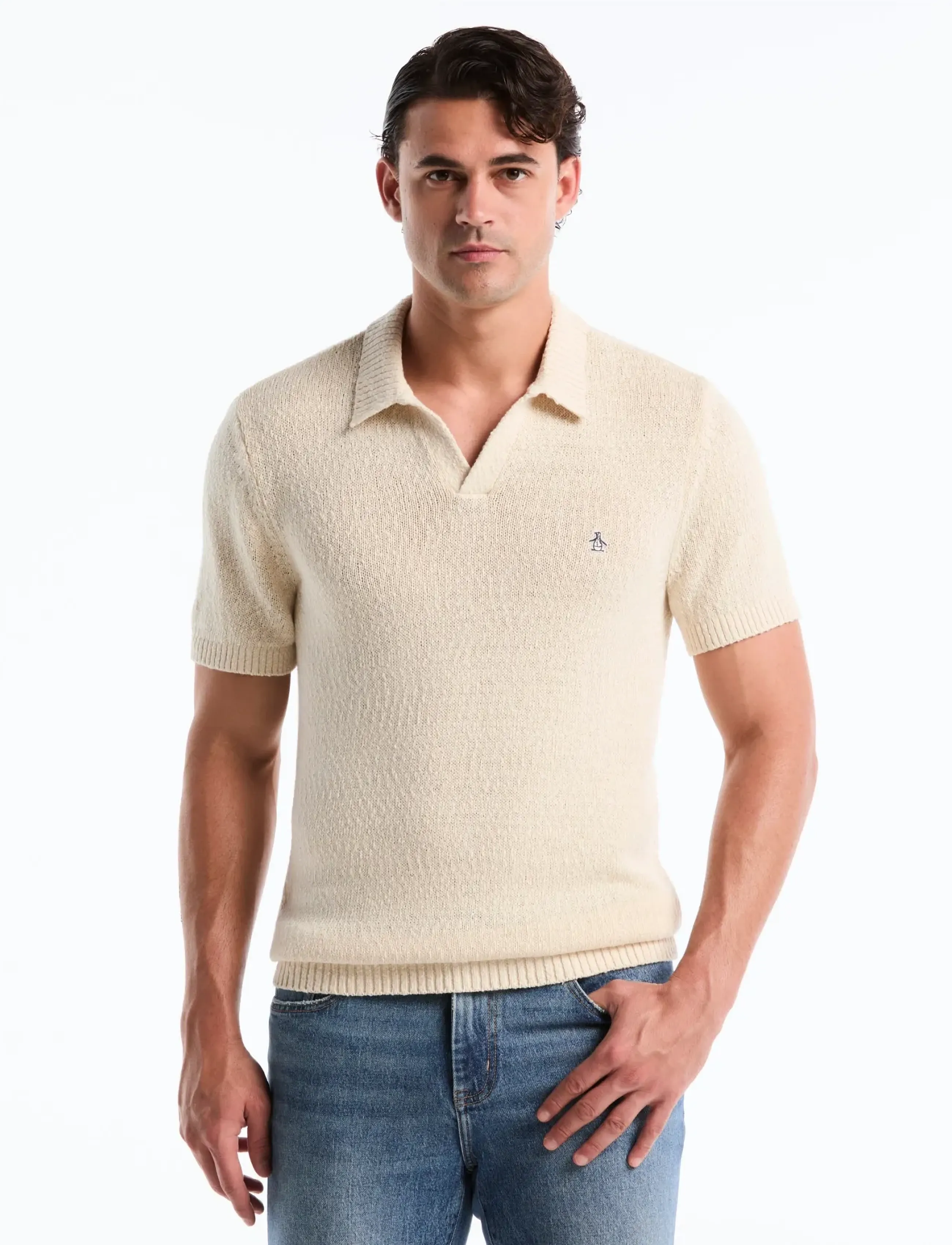 Original Penguin - 5GG SLUB JRSY JOHNNY - knitted polos - birch - 0