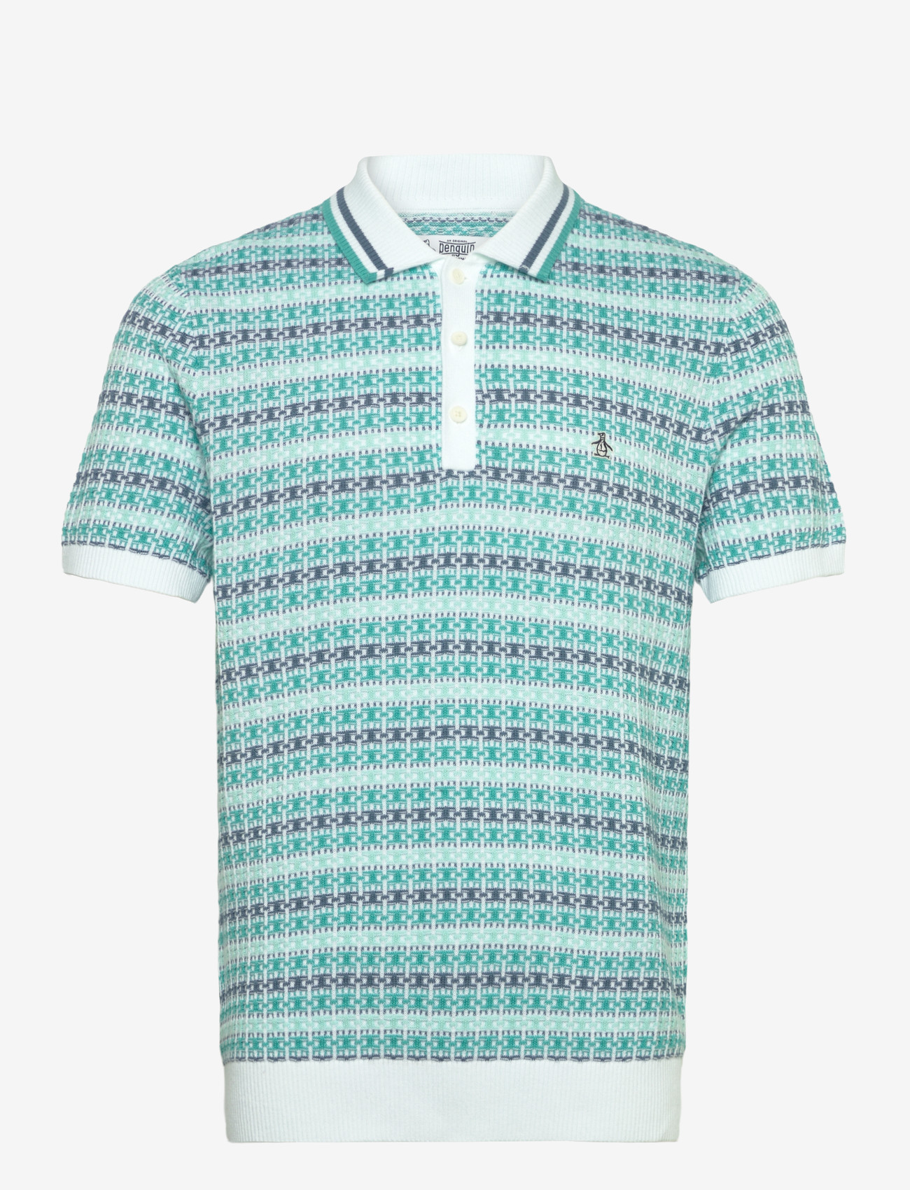 Original Penguin - 12GG CTTN DECO TXT J - gestrickte polohemden - bright white - 1