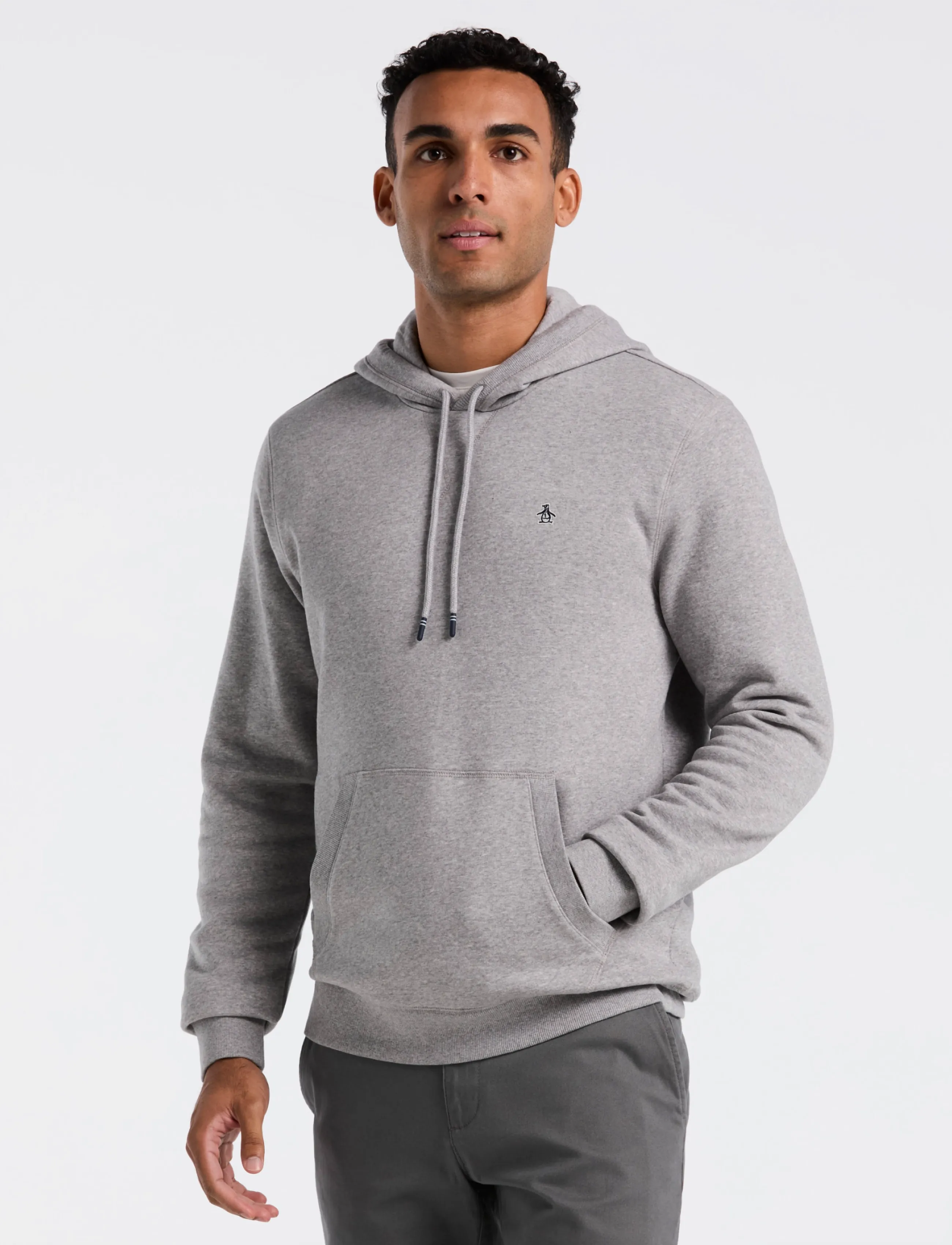 Original Penguin ORG FLC HOODIE STICK - Clothing - RAIN HEATHER / grey