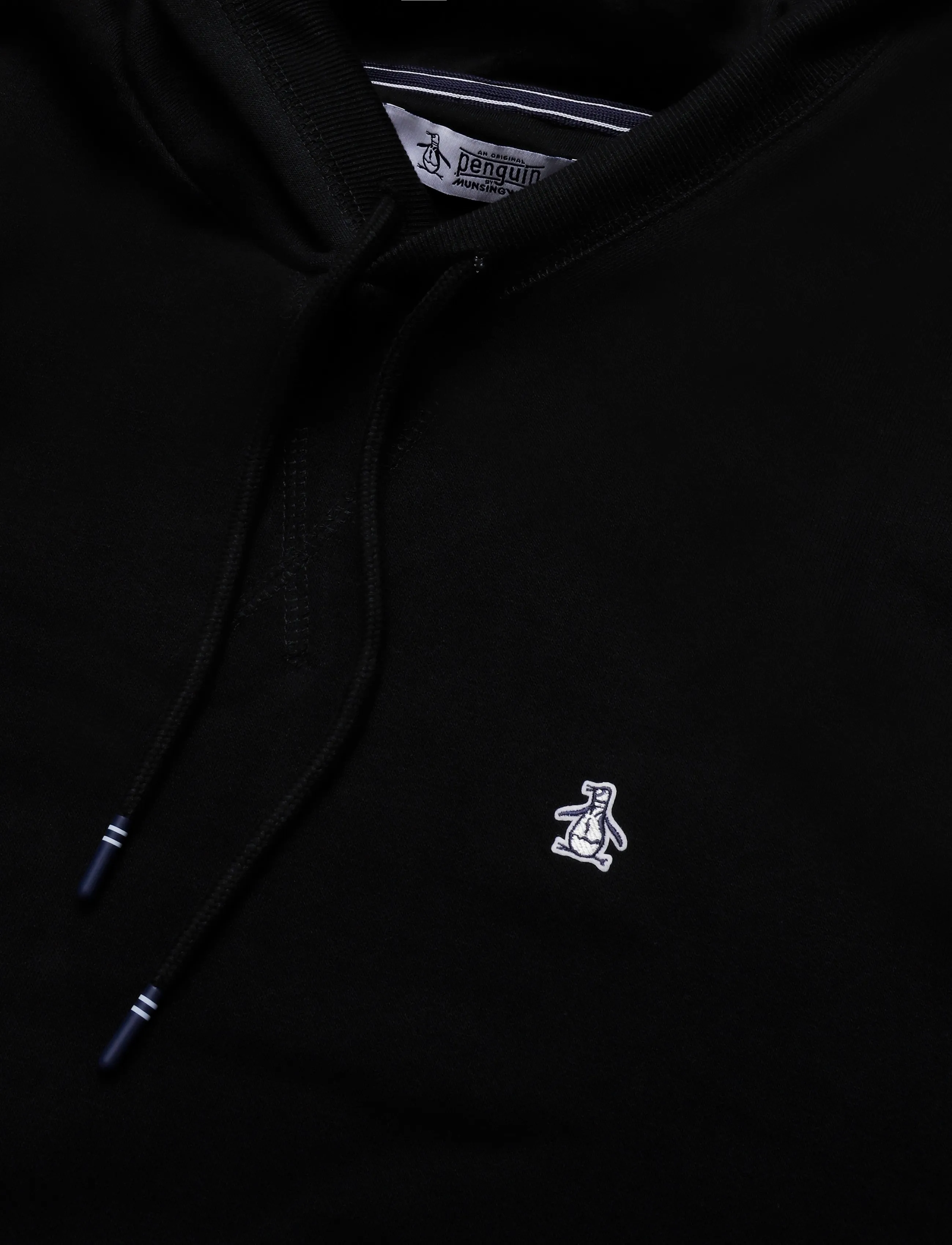 Original Penguin - ORG FLC HOODIE STICK - teddy-pusad - true black - 3