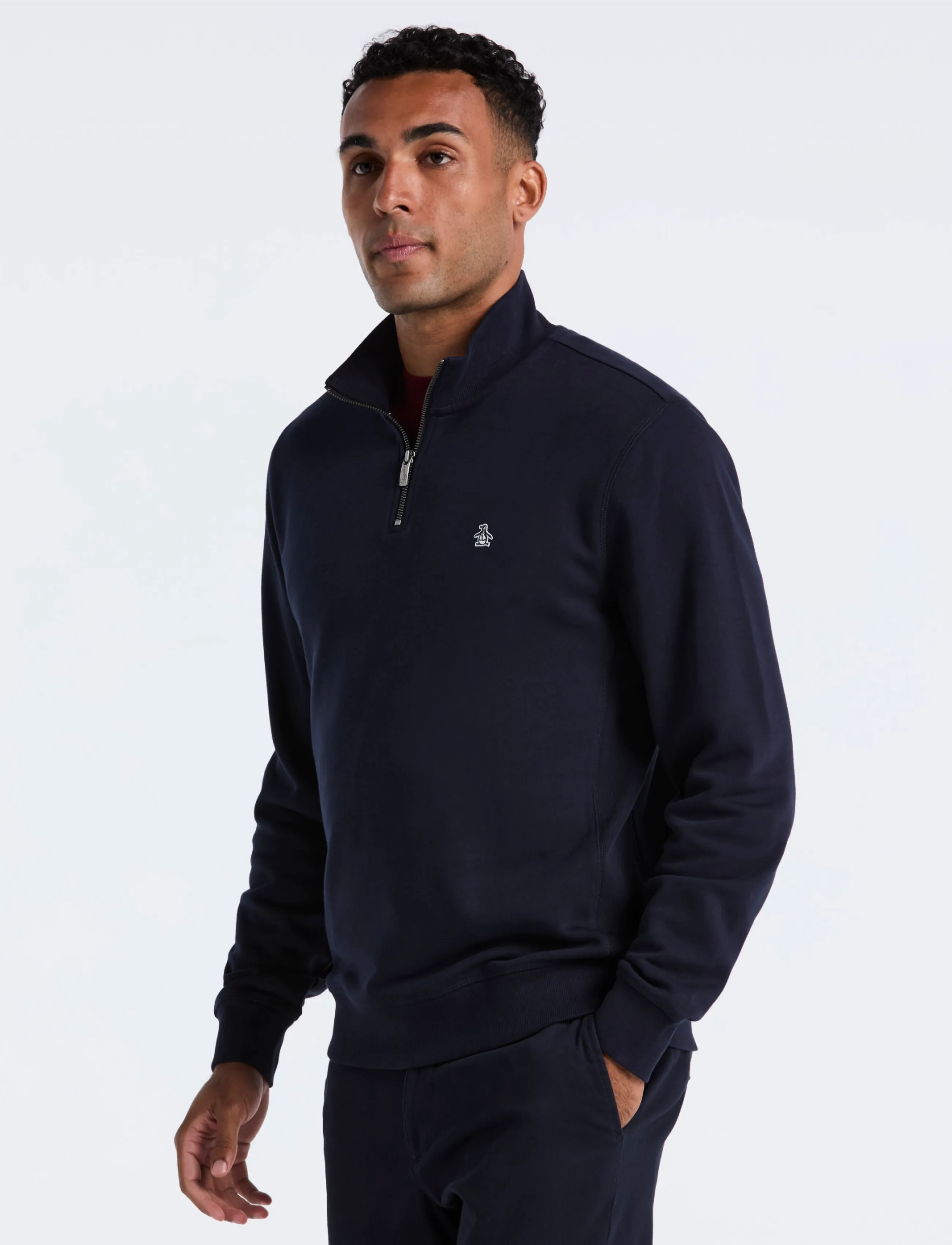 Original Penguin ORG FLC QTR ZIP STIC - Knitwear - DARK SAPPHIRE / navy