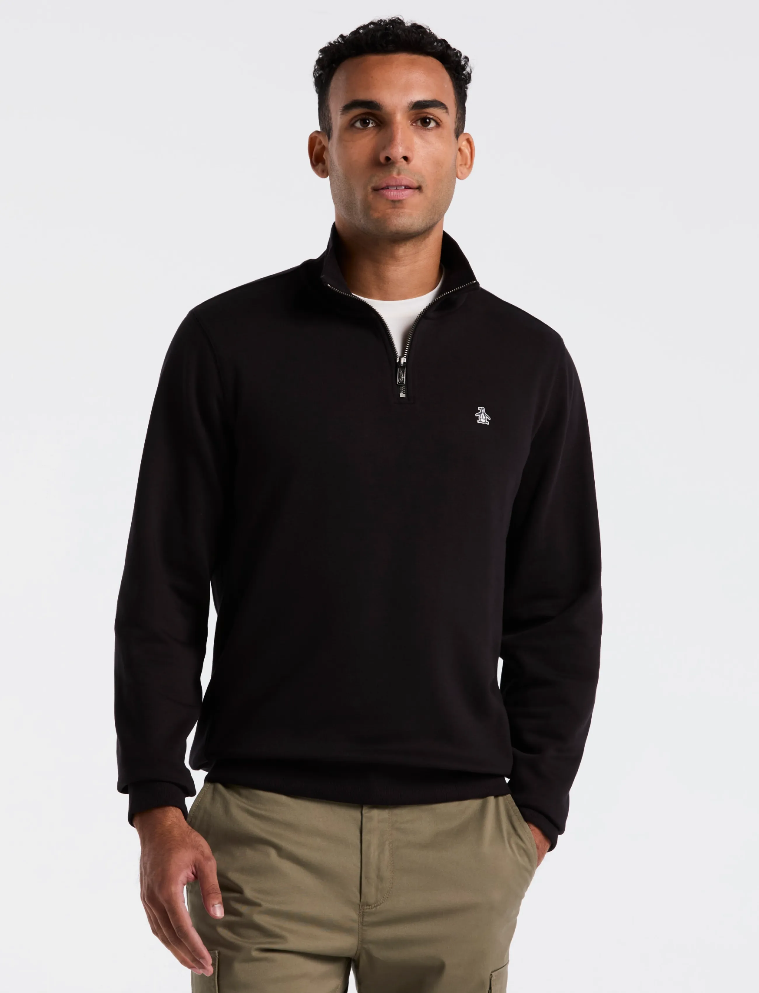Original Penguin ORG FLC QTR ZIP STIC - Knitwear - TRUE BLACK / black