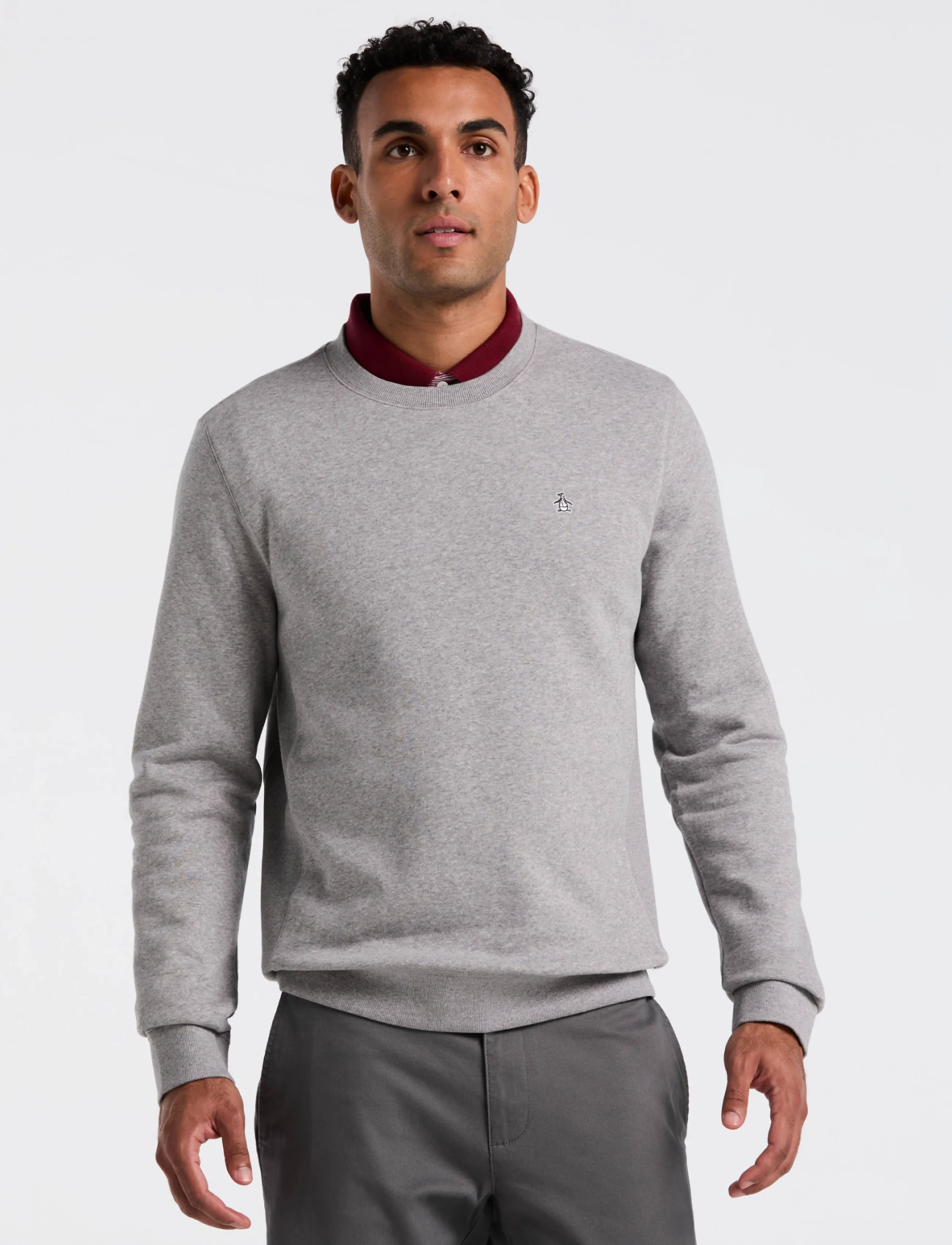 Original Penguin ORG FLC CREWNECK STI - Sweatshirts - RAIN HEATHER / grey
