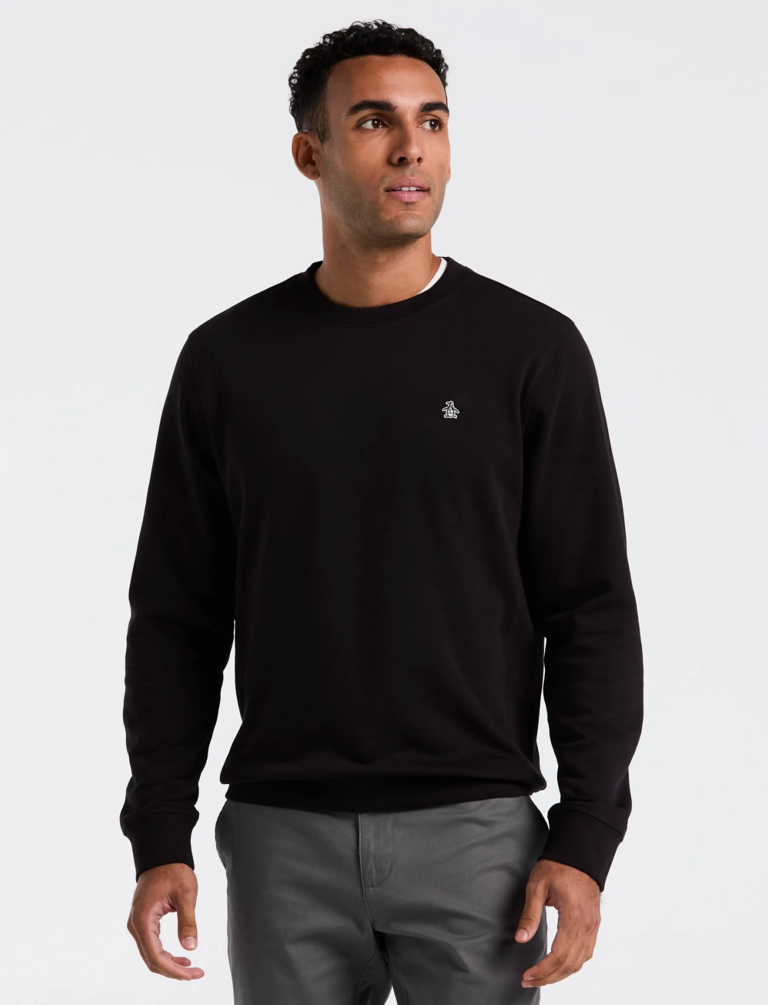 Original Penguin ORG FLC CREWNECK STI - Sweatshirts - TRUE BLACK / black