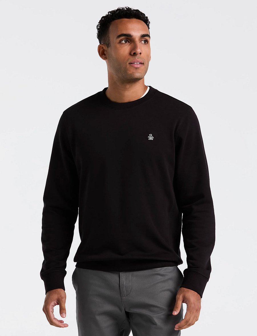 Original Penguin - ORG FLC CREWNECK STI - teddy sweaters - true black - 0