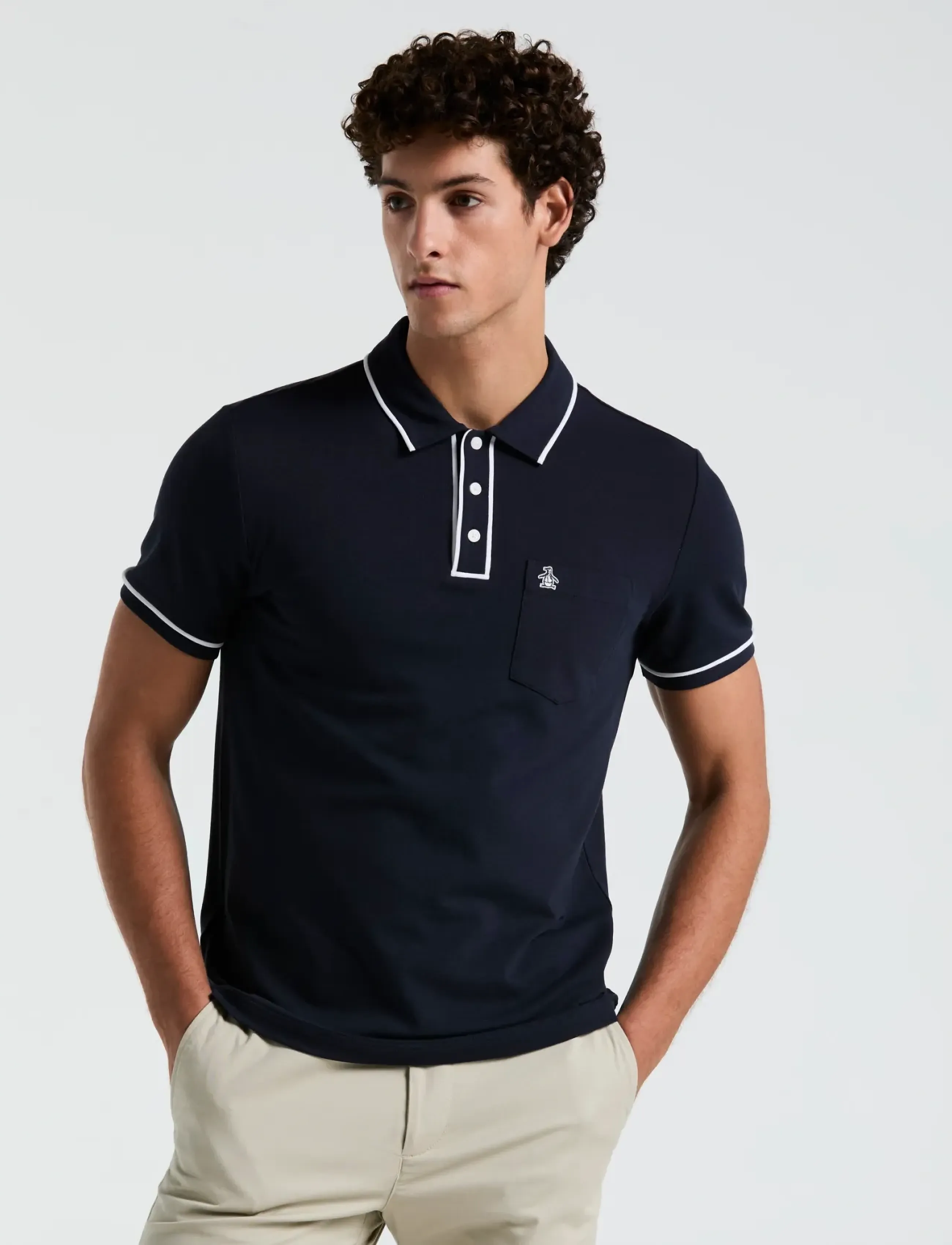 Original Penguin Earl Tncl Piq Sticke, M, Polos, Marineblau - Short-sleeved, Männerswear