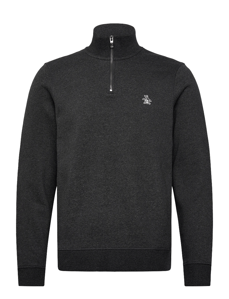 Original Penguin - L/S FLEECE QUARTER Z - teddy sweaters - dk charcoal heather - 1
