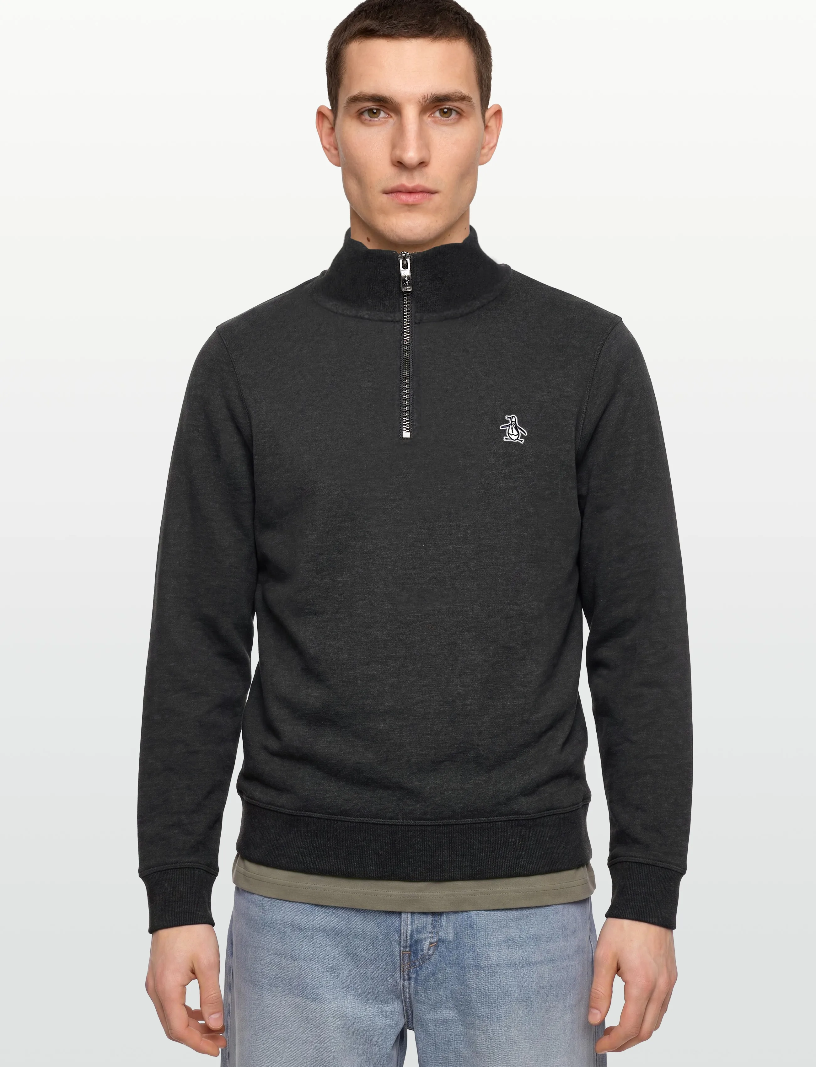 Original Penguin - L/S FLEECE QUARTER Z - fleece-pullover - dk charcoal heather - 3