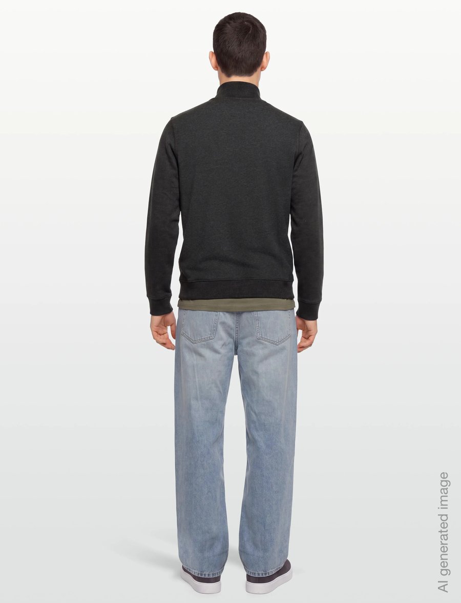 Original Penguin - L/S FLEECE QUARTER Z - teddy sweaters - dk charcoal heather - 4