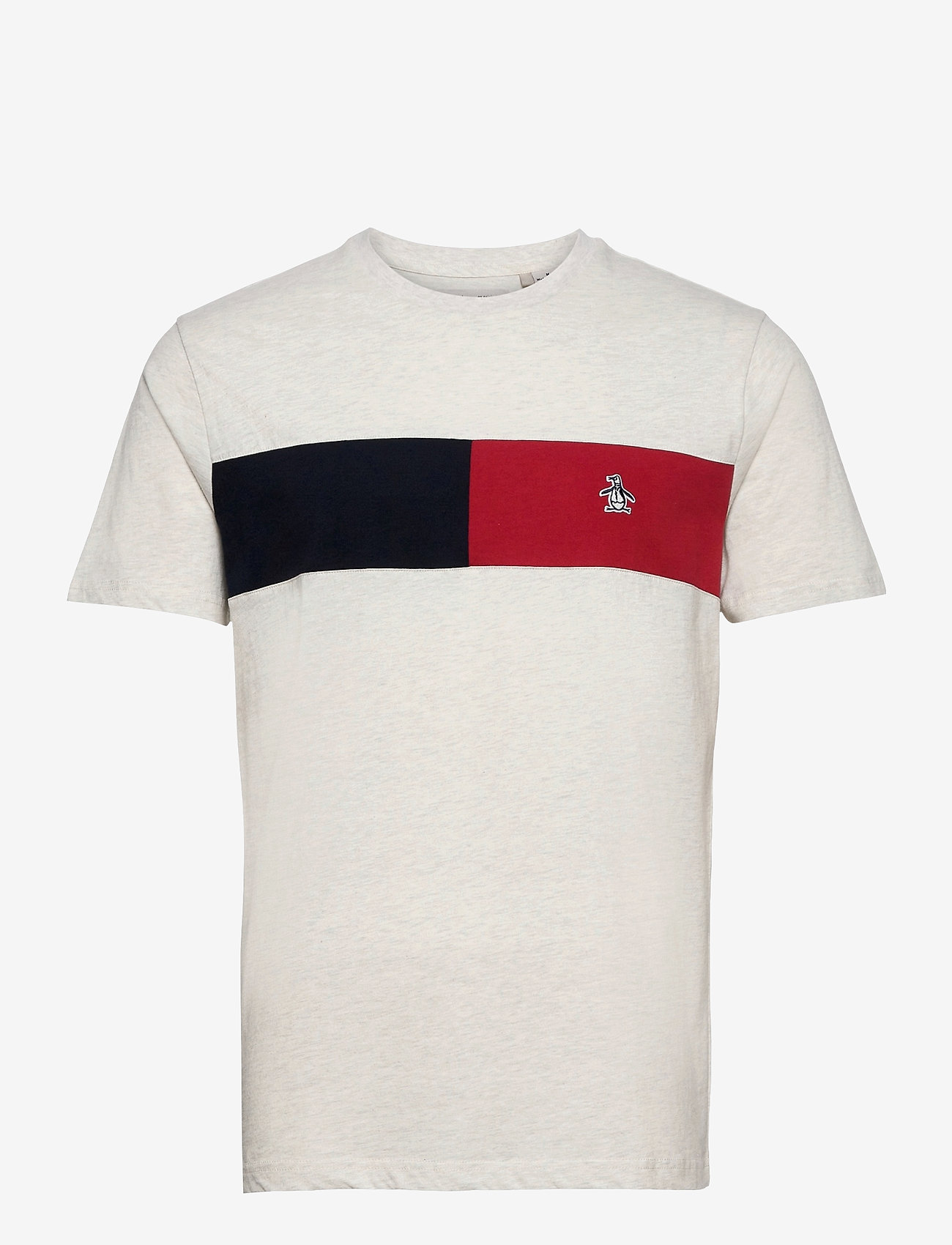 Original Penguin - COLOUR BLOCK CHEST STRIPE T-SHIRT - light grey melange - 0