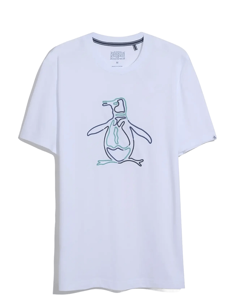 Original Penguin - JRSY GRPHC OUTLINE P TEE - kortärmade t-shirts - bright white - 1