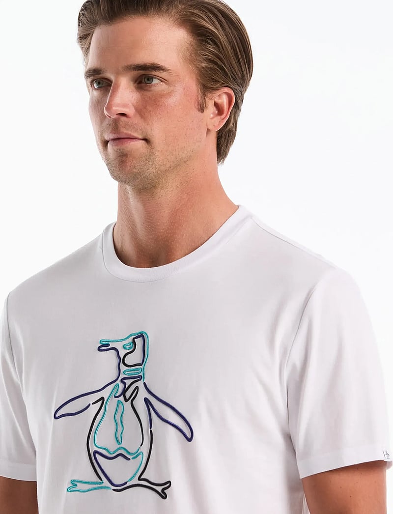 Original Penguin - JRSY GRPHC OUTLINE P TEE - lühikeste varrukatega t-särgid - bright white - 3