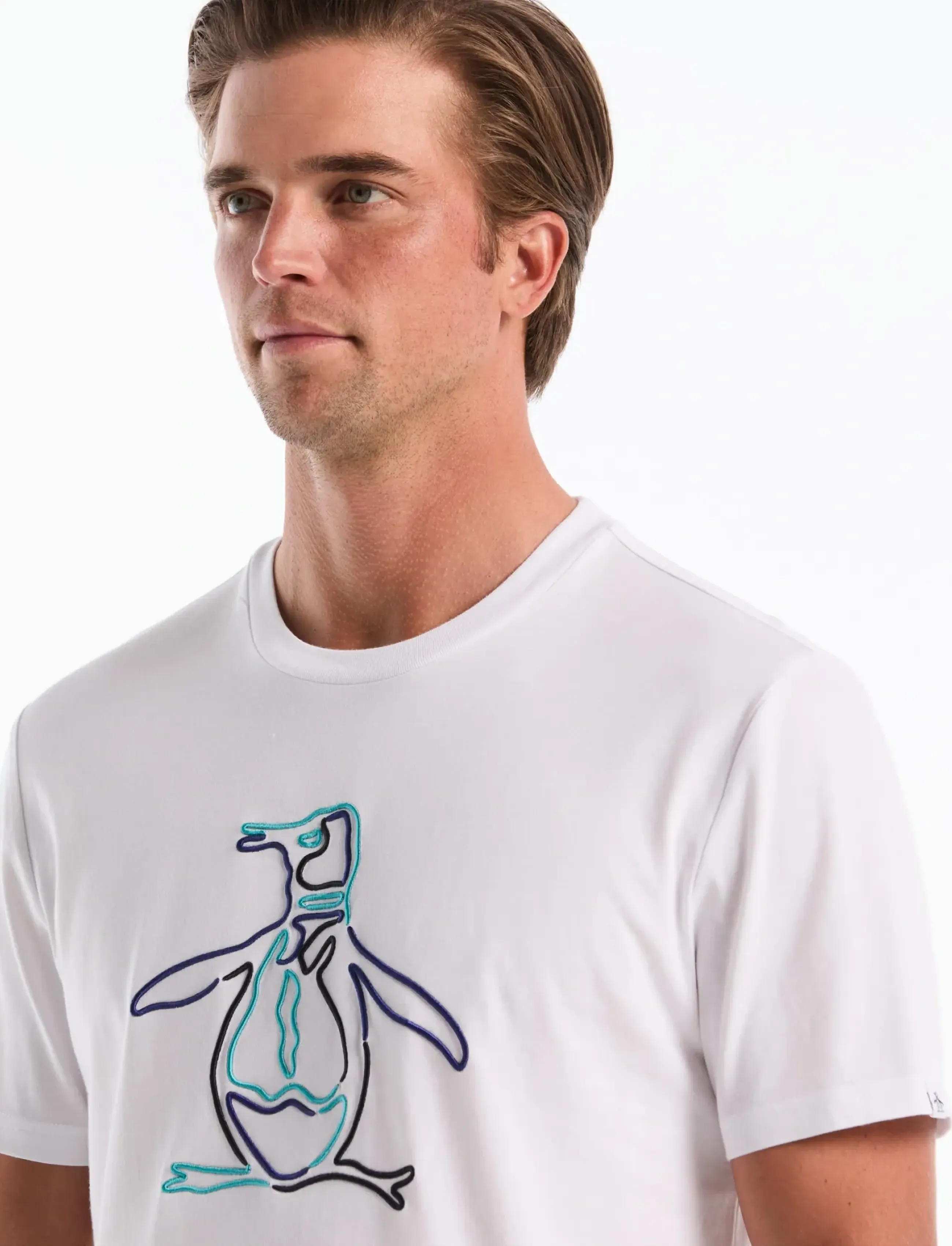 Original Penguin - JRSY GRPHC OUTLINE P TEE - short-sleeved t-shirts - bright white - 3