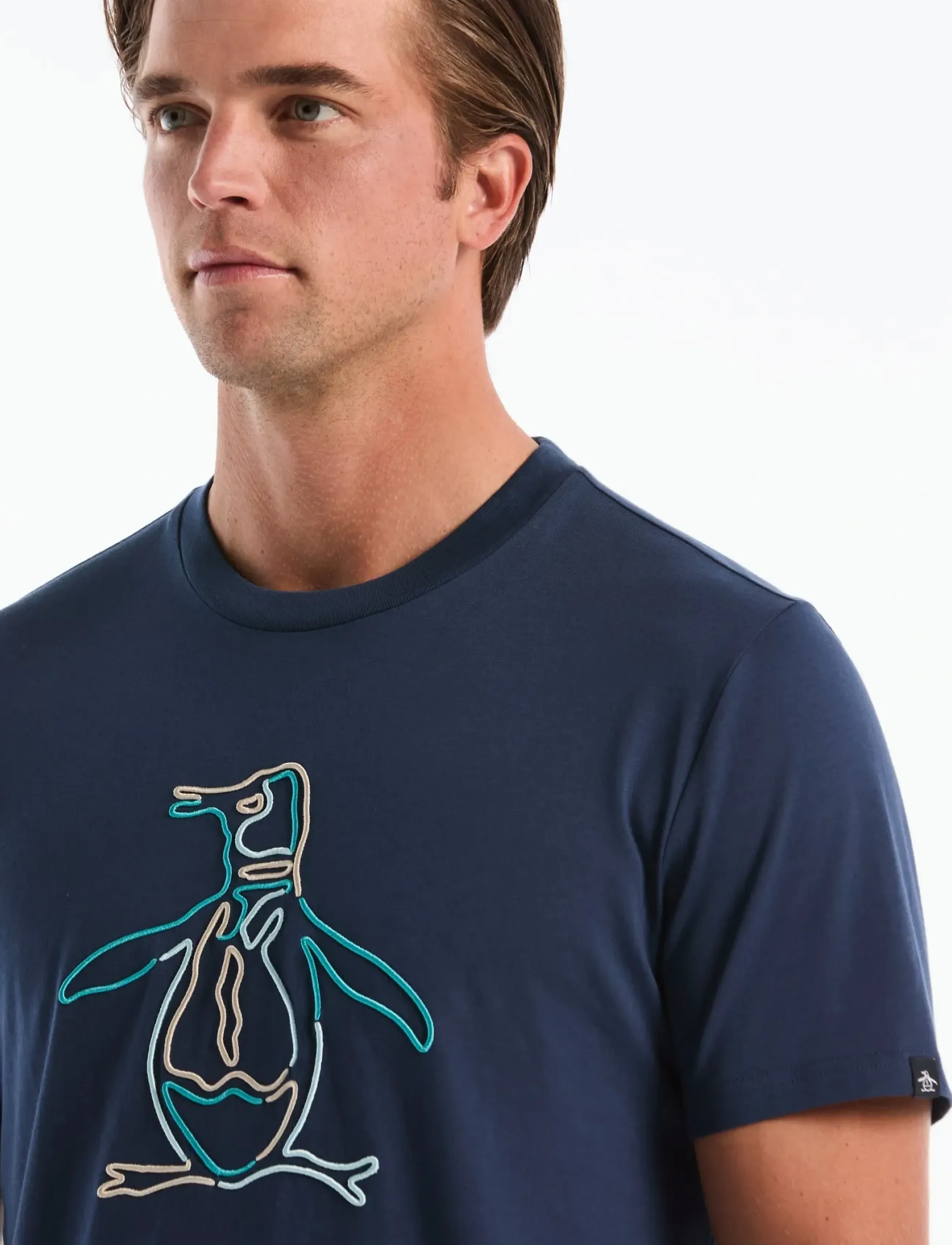 Original Penguin - JRSY GRPHC OUTLINE P TEE - short-sleeved t-shirts - sargasso sea - 3