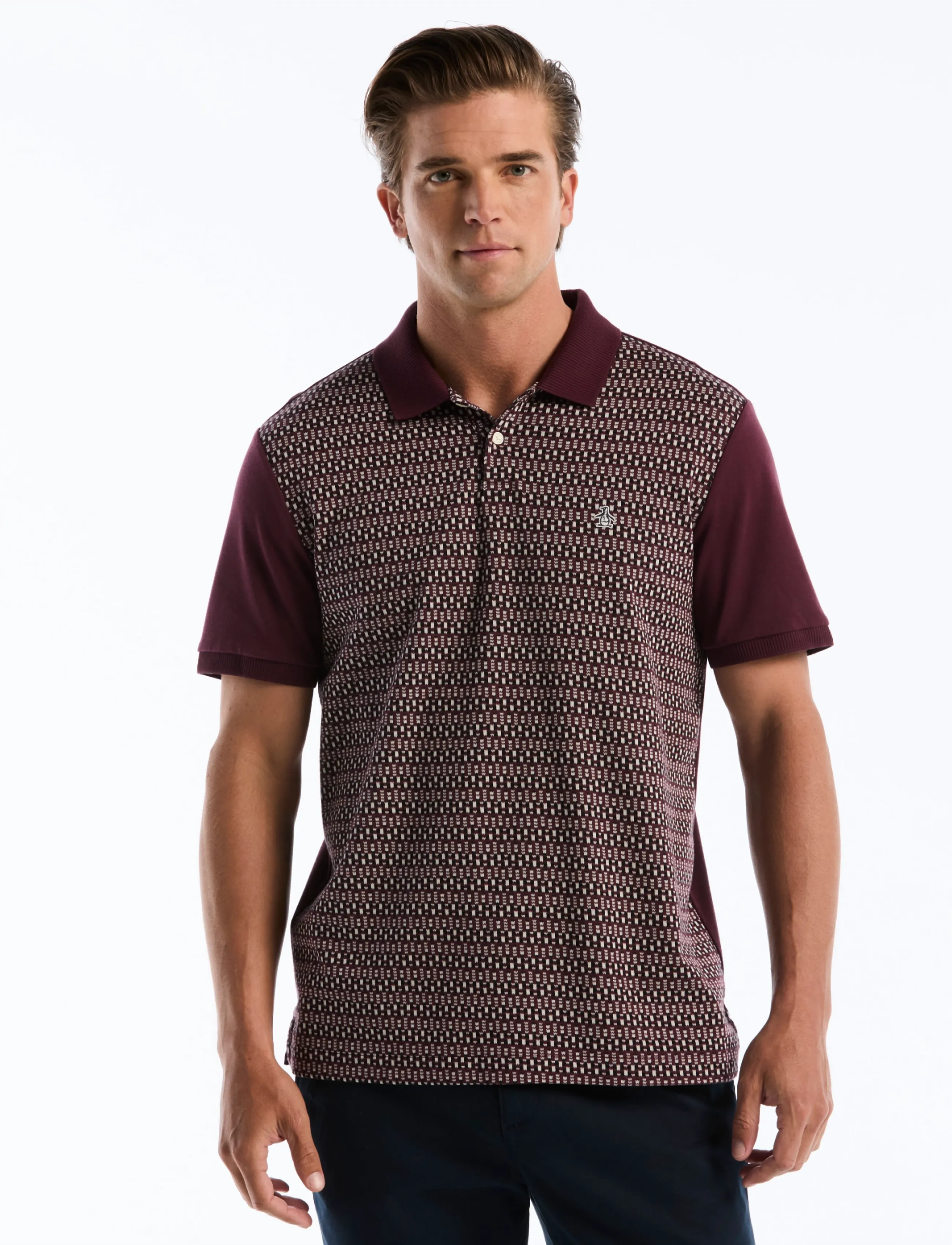 Original Penguin CTTN JQRD FRNT FAIRI - Polostrik - PORT ROYALE / burgundy