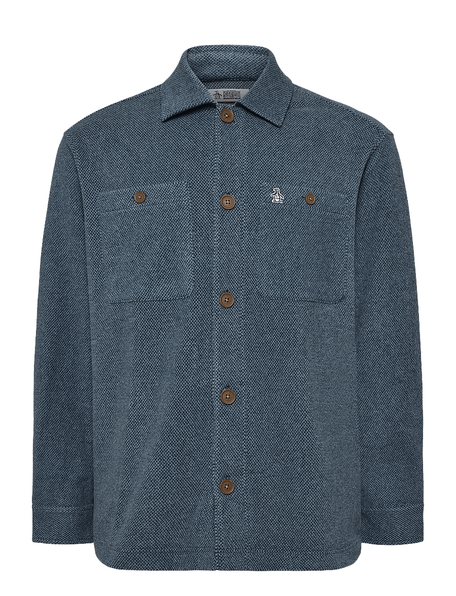 Original Penguin - FLEECE LS BTTN FRNT - herbstjacken - sargasso sea - 1