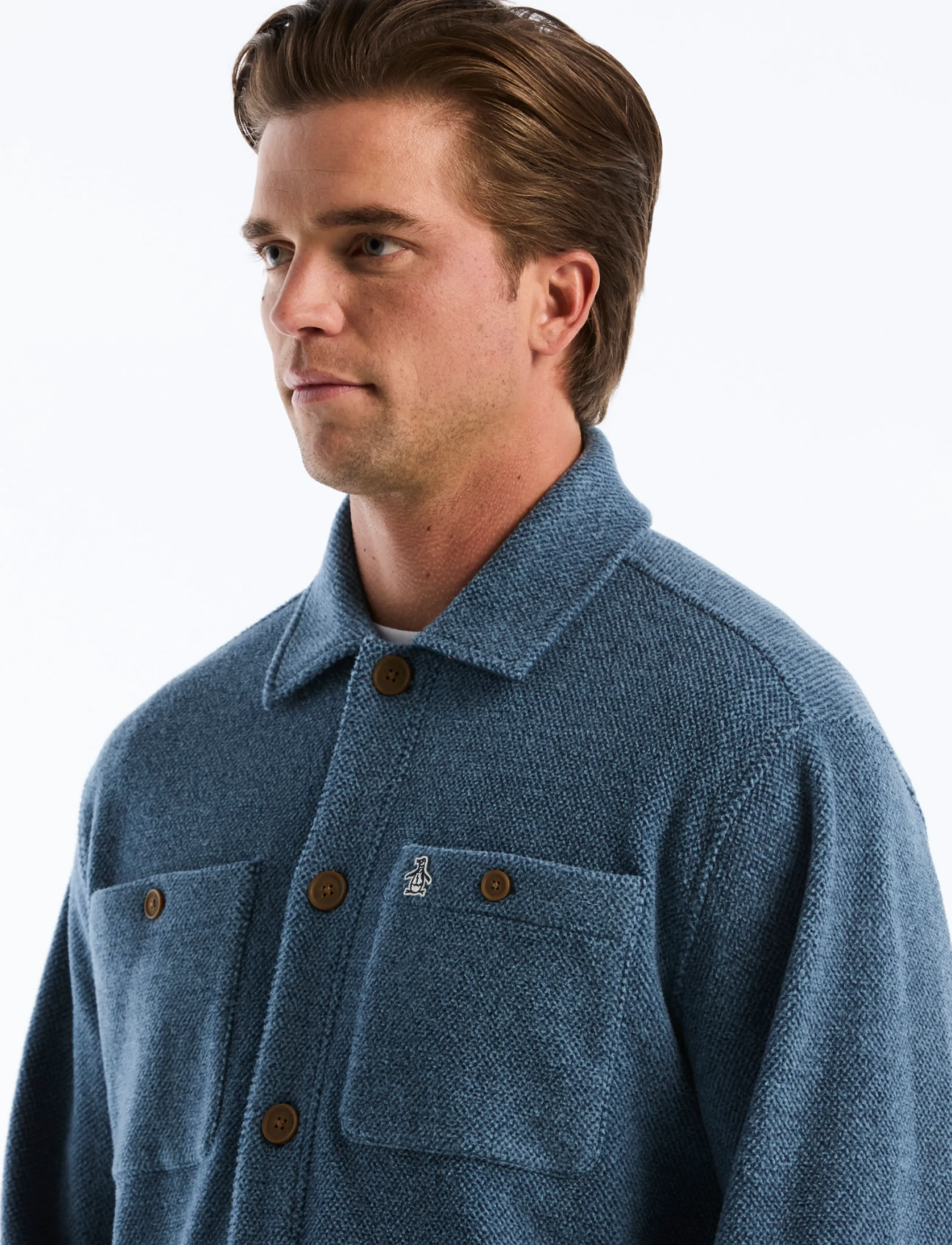 Original Penguin - FLEECE LS BTTN FRNT - herbstjacken - sargasso sea - 3