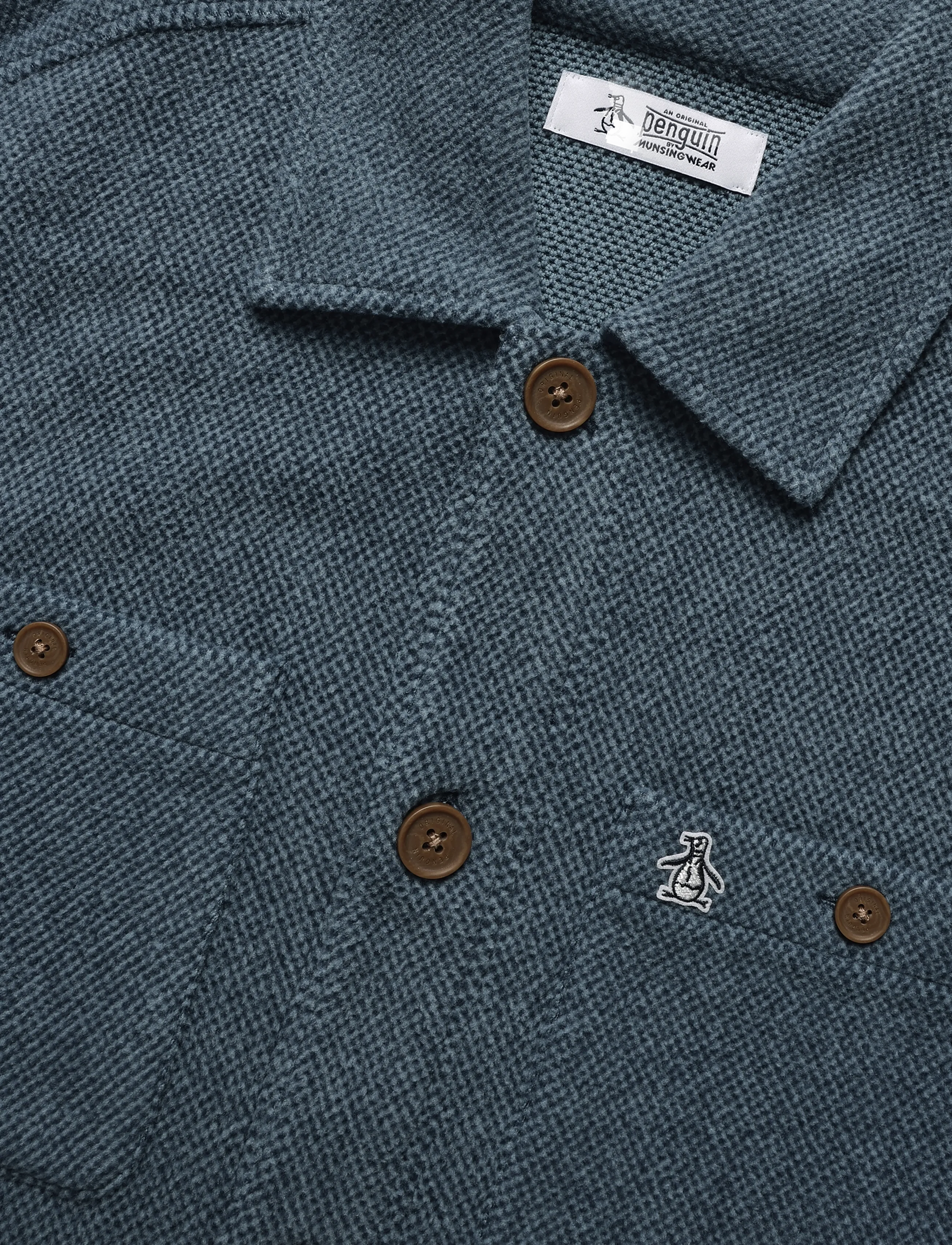 Original Penguin - FLEECE LS BTTN FRNT - herbstjacken - sargasso sea - 4