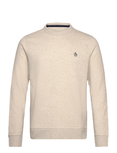 Original Penguin L/S STICKER PETE FLE - Round Necks - BIRCH JASPER HTR / cream
