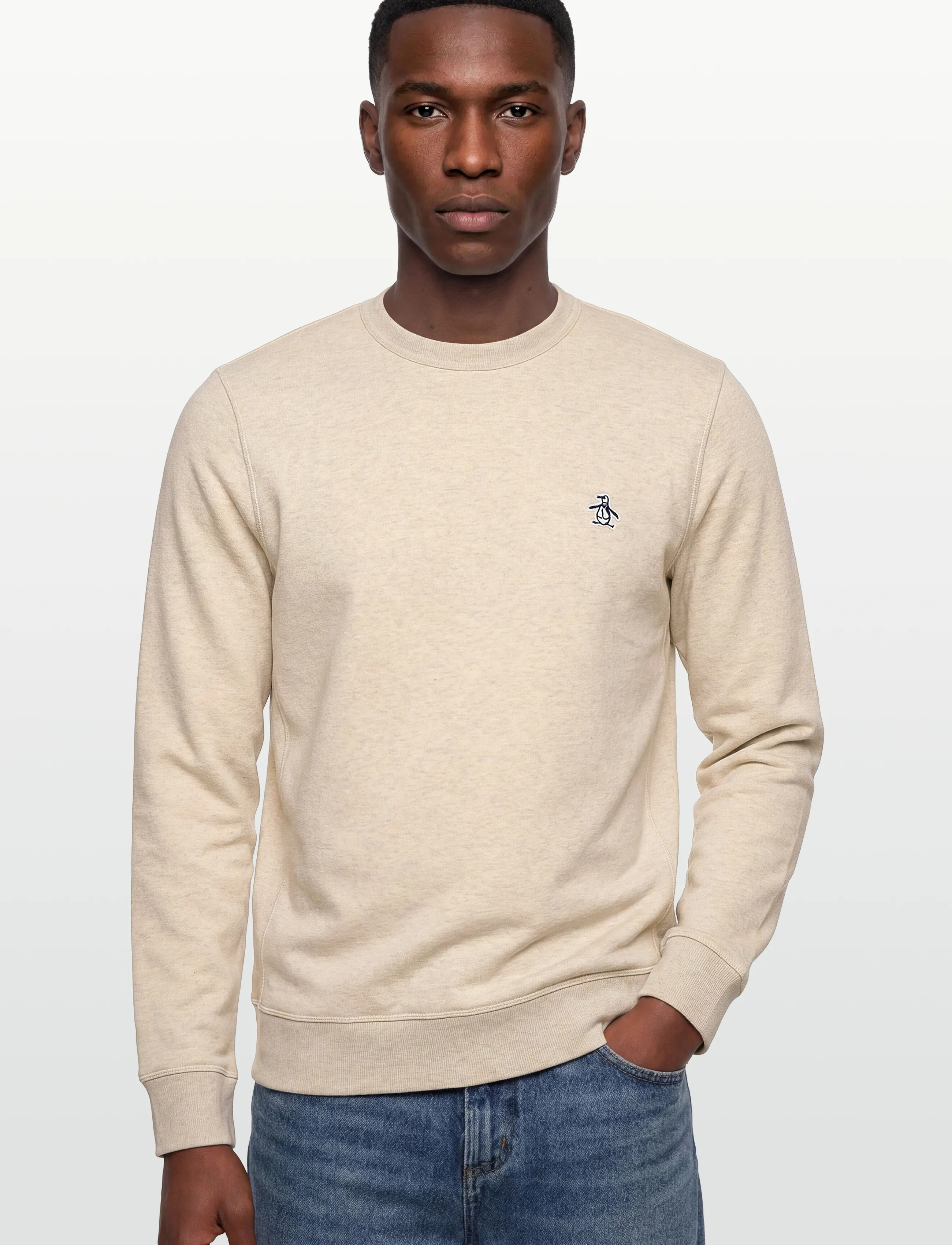 Original Penguin - L/S STICKER PETE FLE - rundhalsad - birch jasper htr - 3