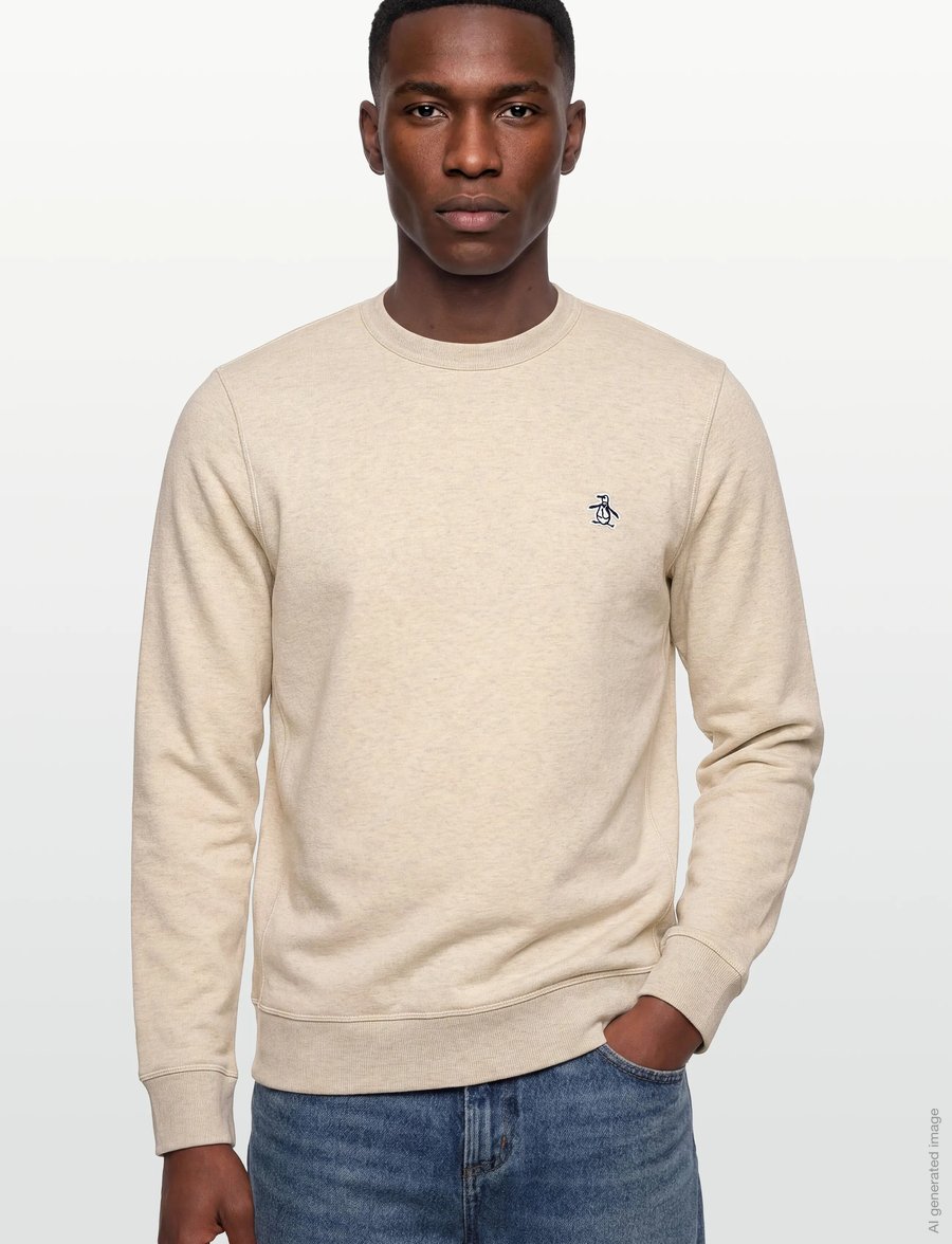 Original Penguin - L/S STICKER PETE FLE - Ümara kaelusega - birch jasper htr - 3