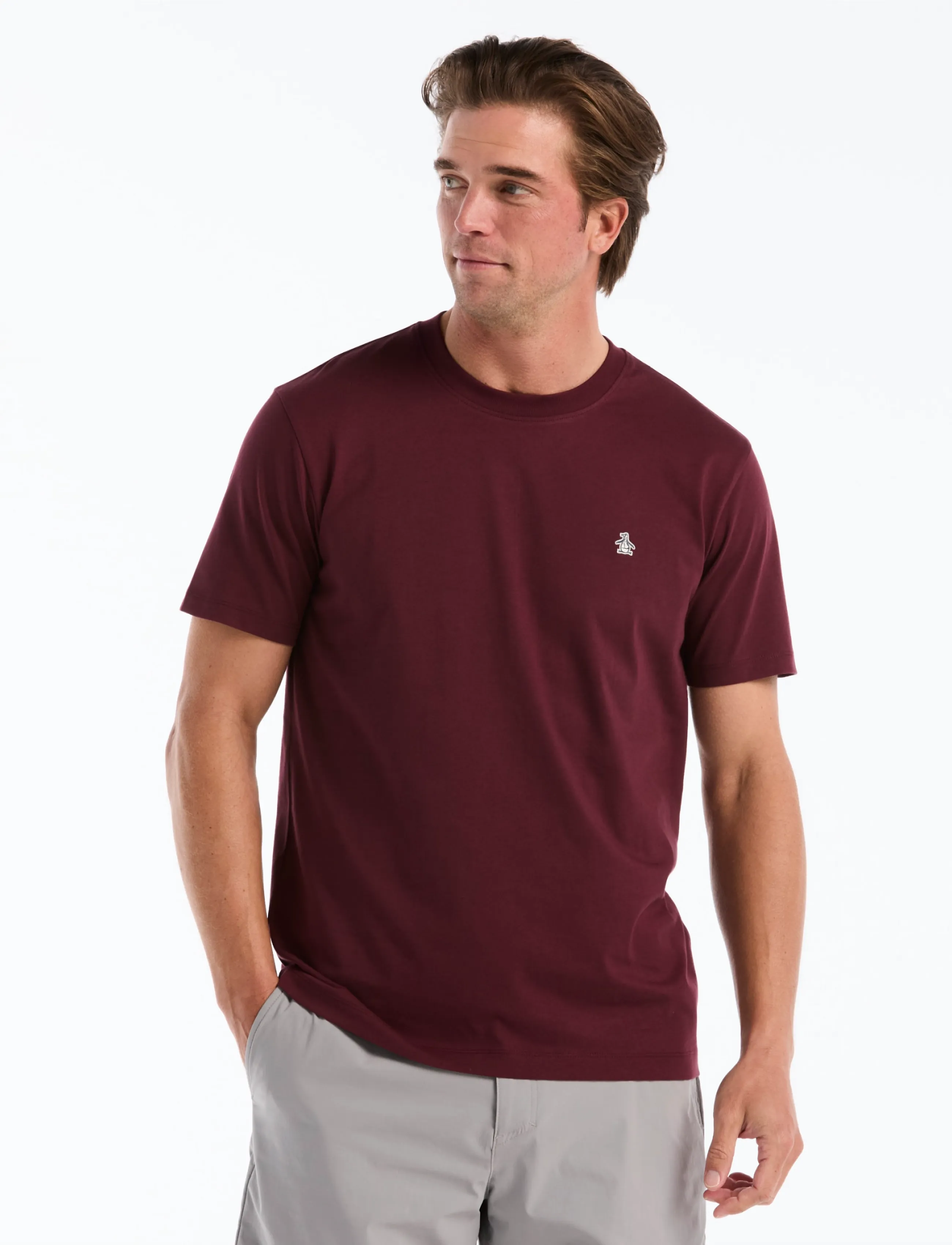 Original Penguin CONT PIN POINT SML S - T-särgid - PORT ROYALE / burgundy
