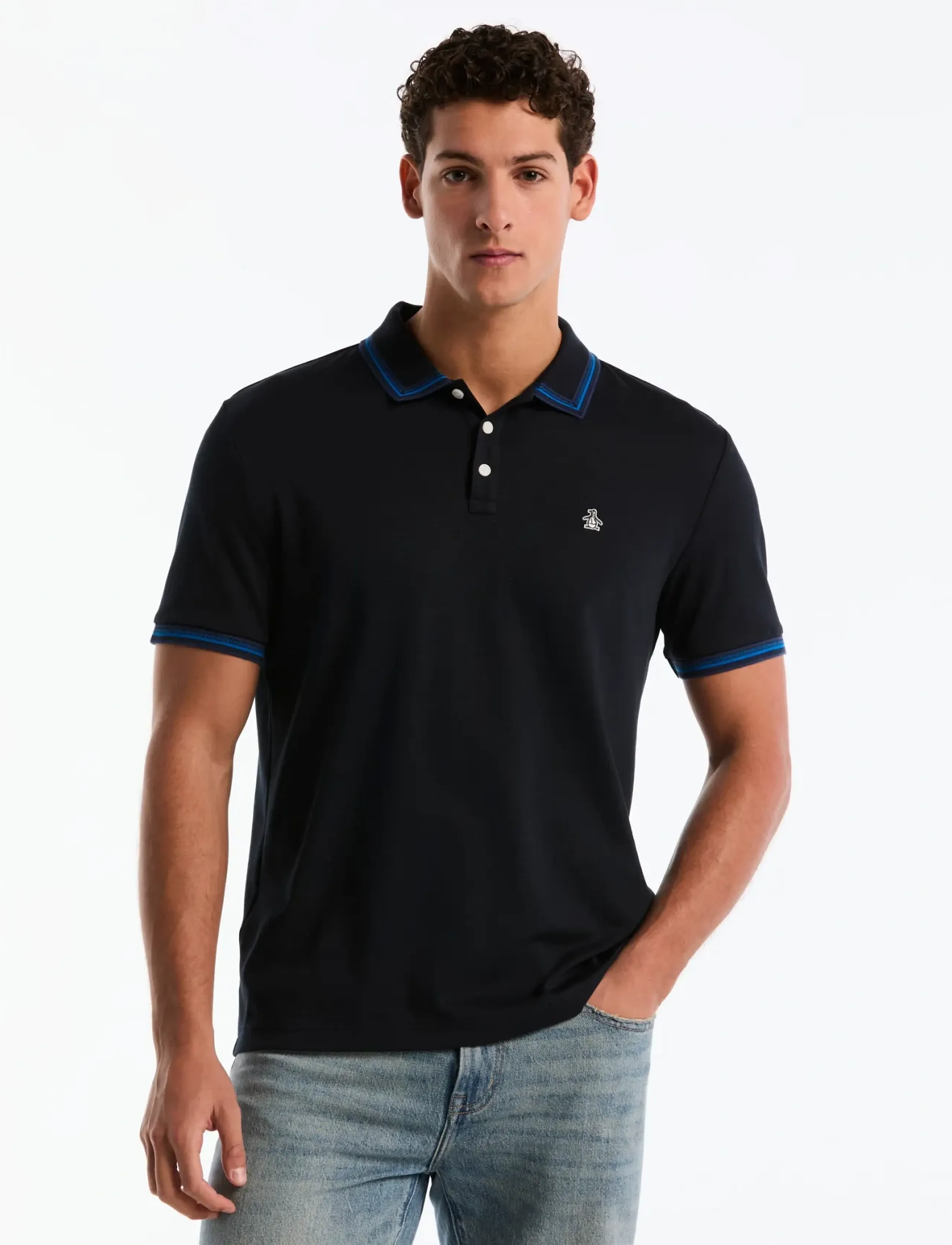 Original Penguin Cttn Intrlk Polo Nvl, XL, Navy, Poloer > Kortærmede, Herre