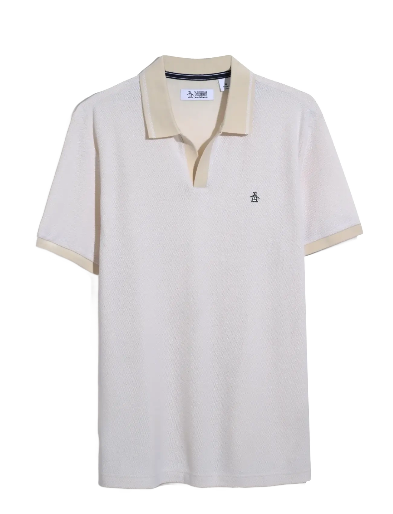 ORIGINAL PENGUIN Cttn Jqrd Honeycomb Polo Oberteil Beige - S - Herren