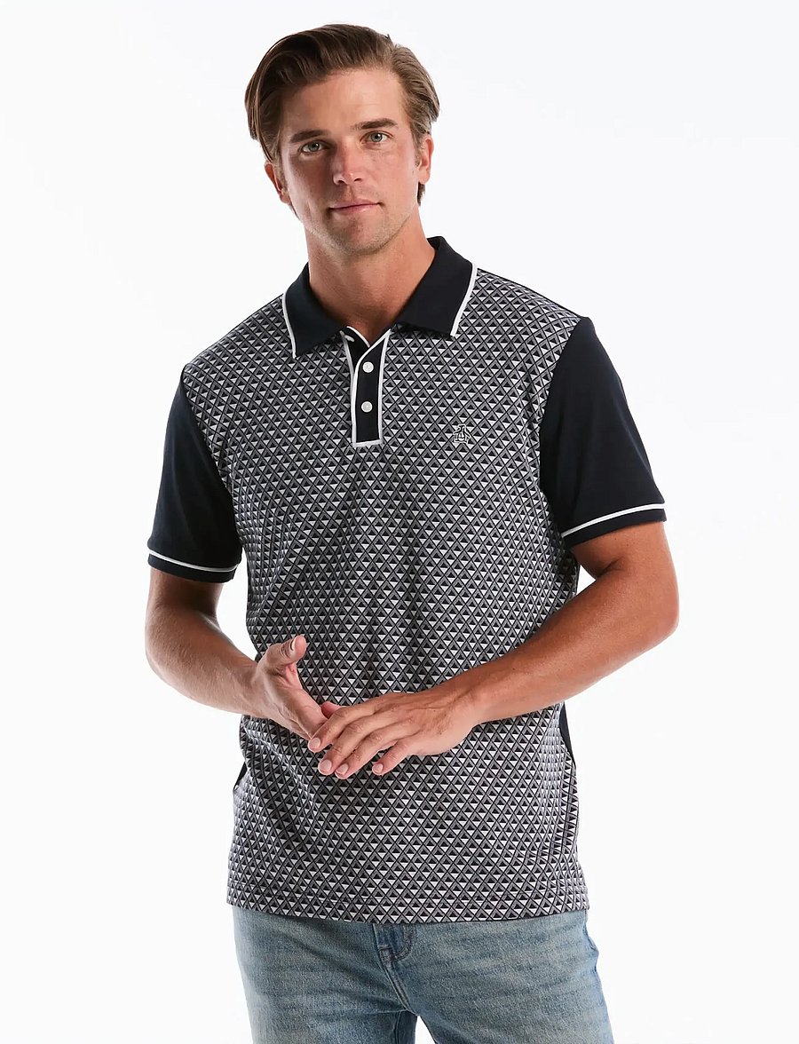 Original Penguin - DIAMOND JQRD FRNT IN POLO - kurzärmelig - dark sapphire - 0