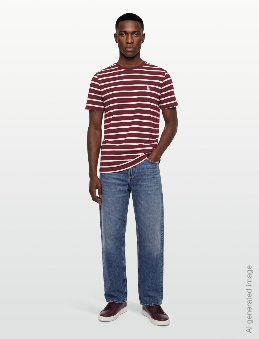 Original Penguin - ORG JRSY BRETON TEE - kurzärmelige t-shirts - port royale - 0