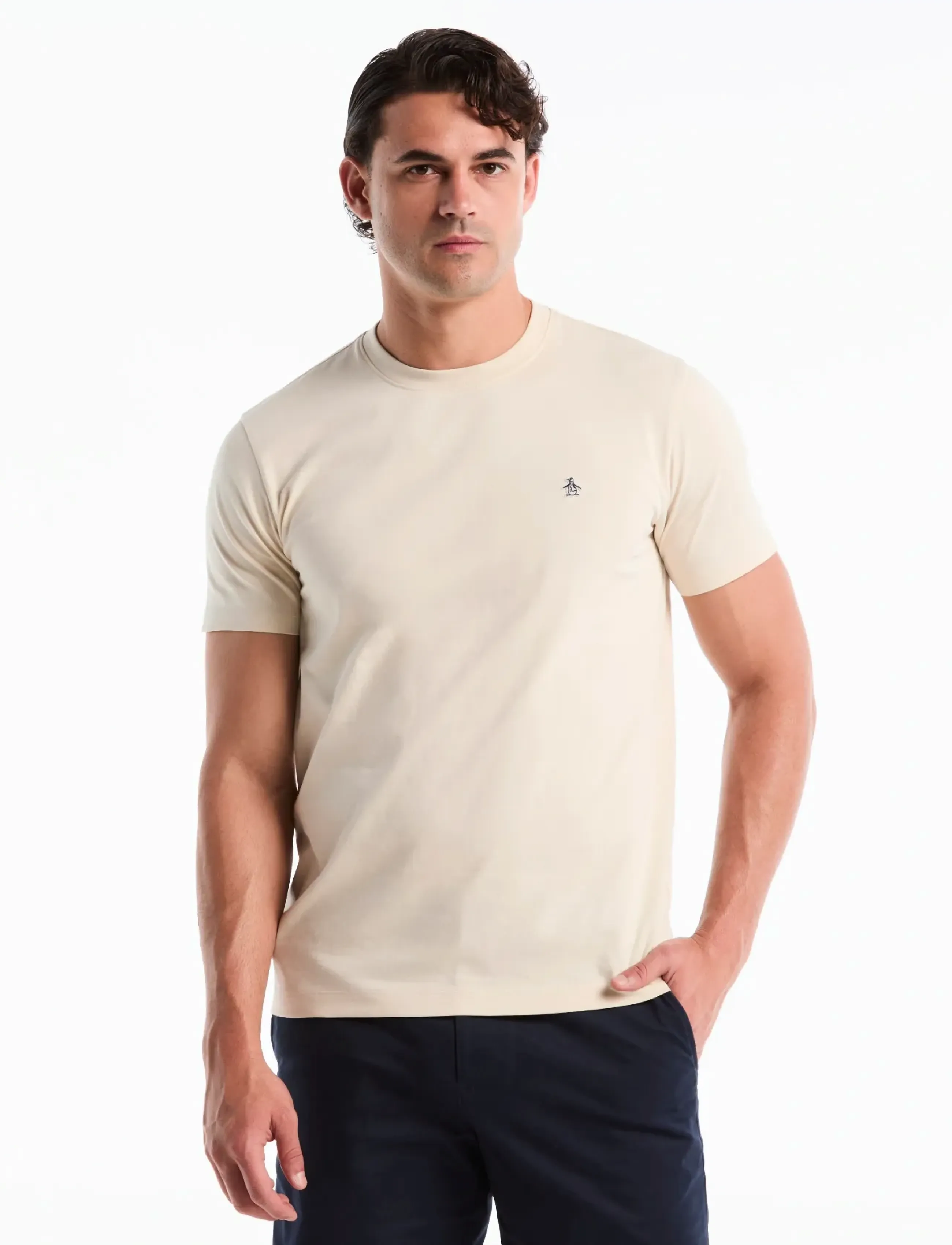 Original Penguin Cont Pin Point Sml S, Mænd, T-Shirt, Beige, Str: XL
