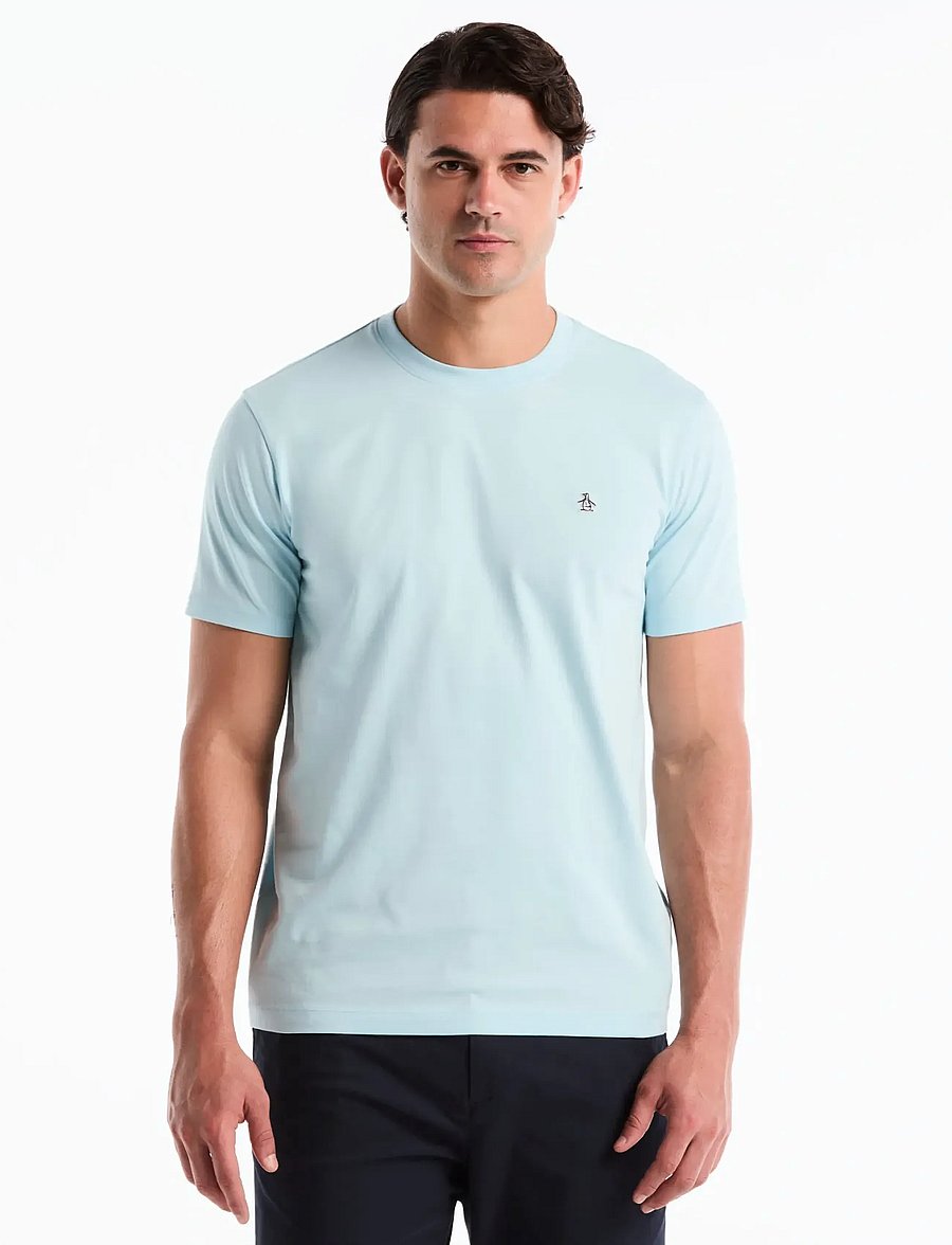 Original Penguin - CONT PIN POINT SML S - kortärmade t-shirts - cool blue - 0