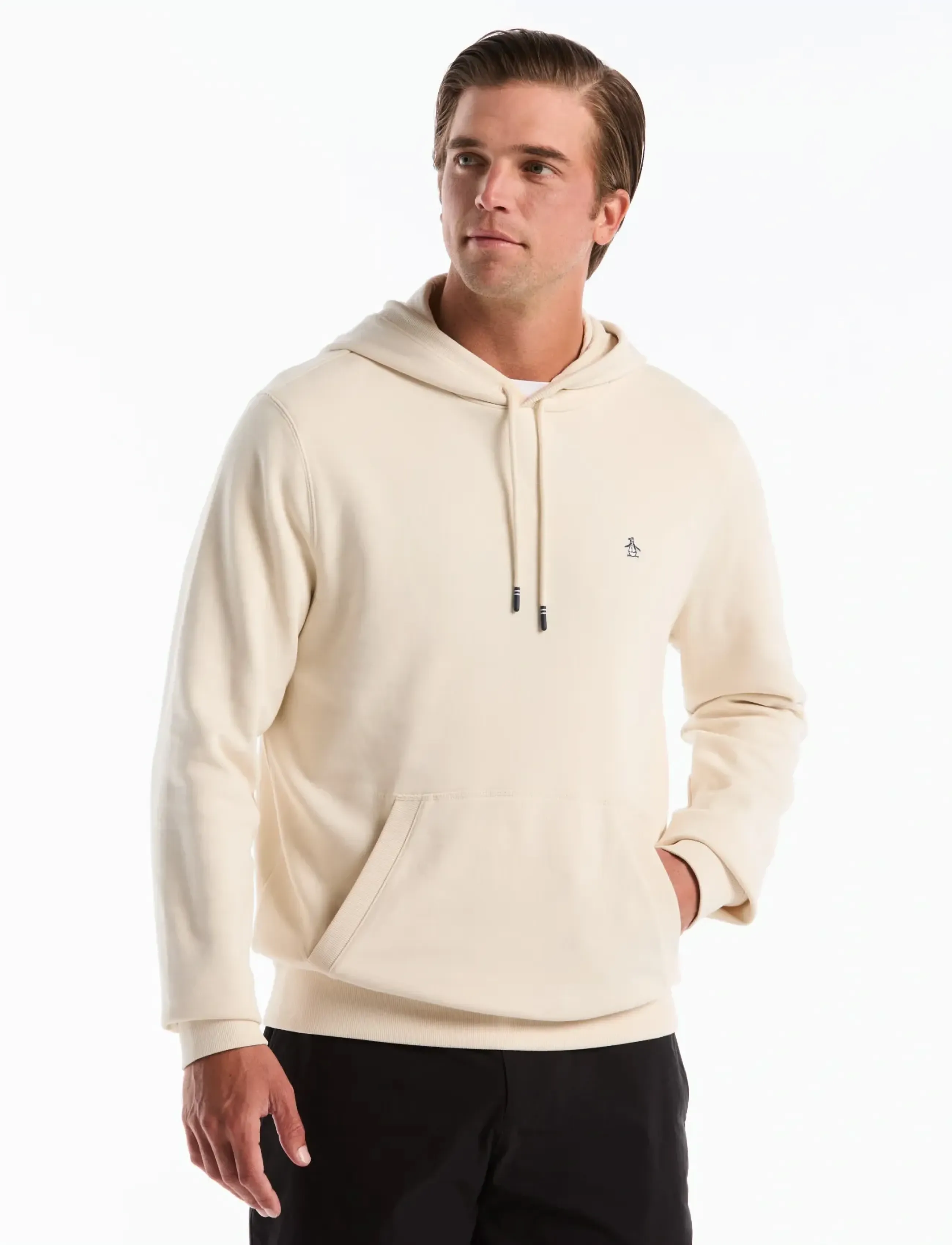 Original Penguin ORG FLC HOODIE STICK JUMPER - Original Penguin - BIRCH / cream