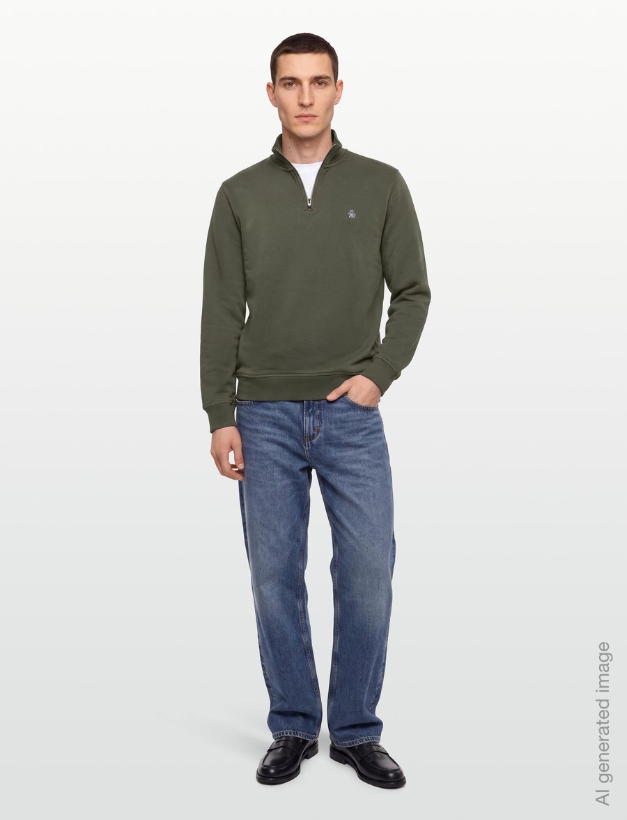 Original Penguin - ORG FLC QRTR ZIP STI - teddytröjor - dusty olive - 0
