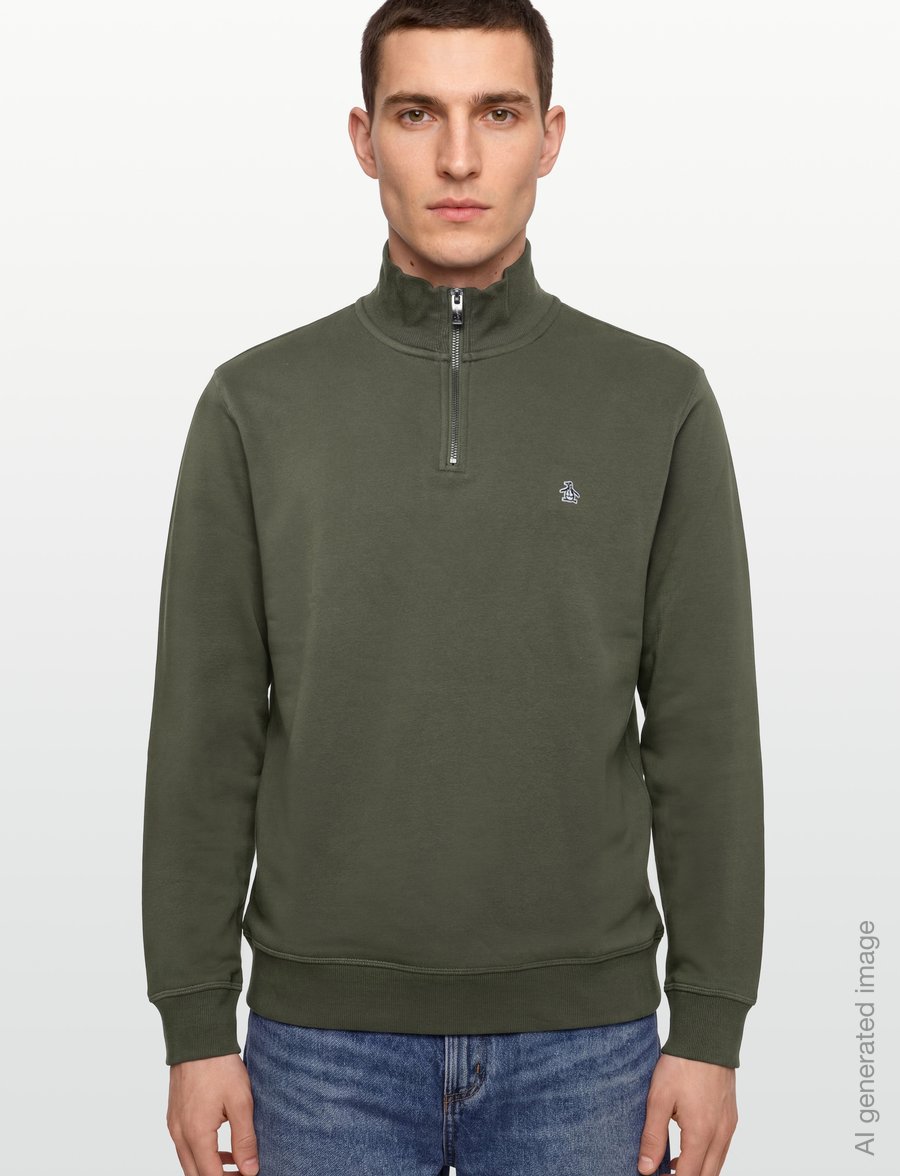 Original Penguin - ORG FLC QRTR ZIP STI - teddytröjor - dusty olive - 3