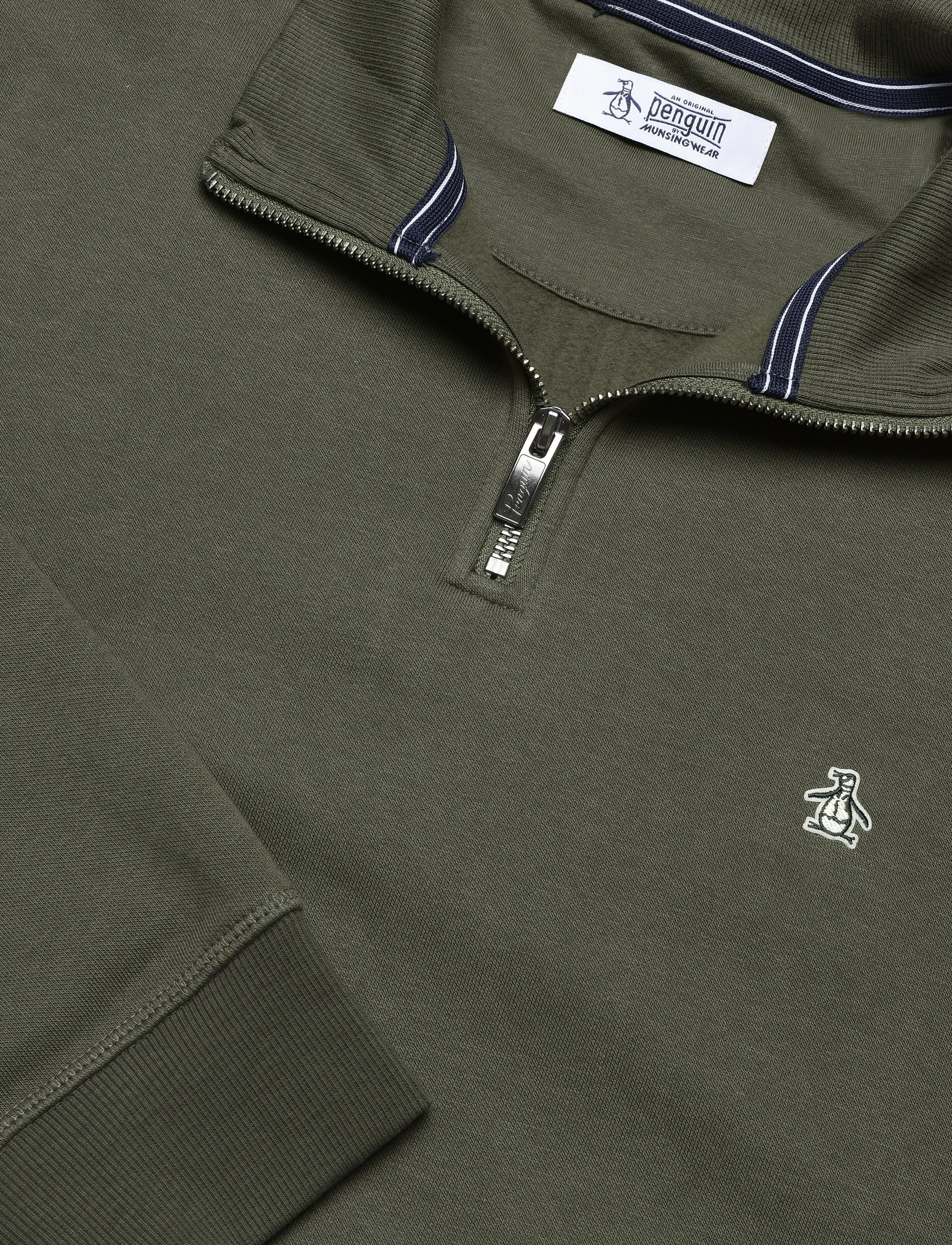 Original Penguin - ORG FLC QRTR ZIP STI - teddytröjor - dusty olive - 5