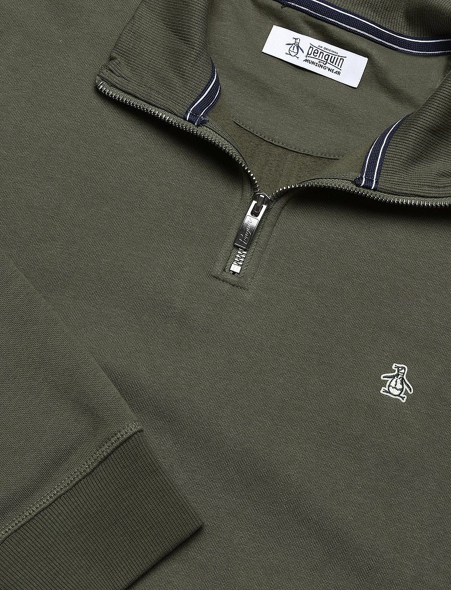 Original Penguin - ORG FLC QRTR ZIP STI - teddytröjor - dusty olive - 5