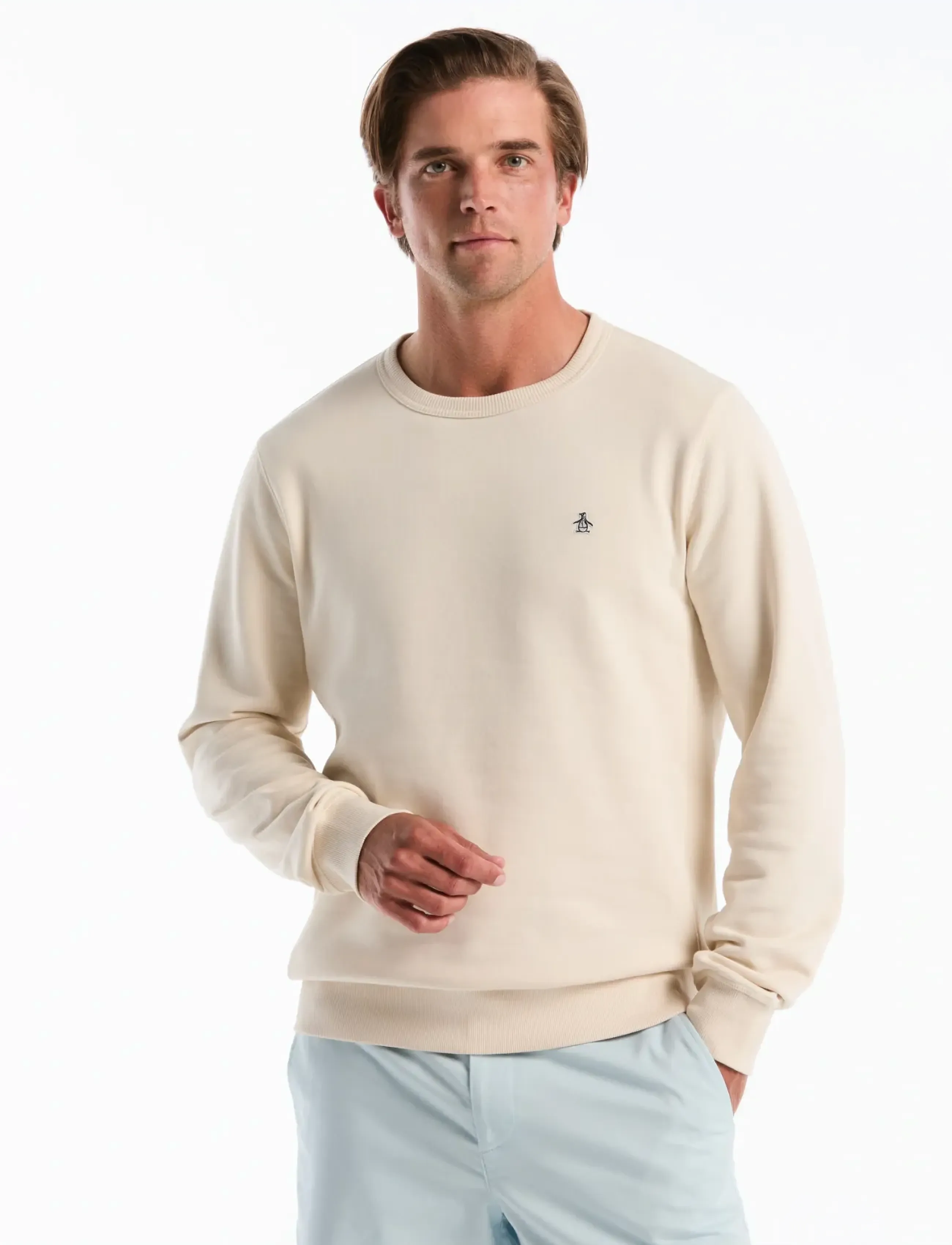Original Penguin Org Flc Crew Neck Sti, L, Sweatshirts & Hoodies, Creme - Sweatshirts, Männerswear